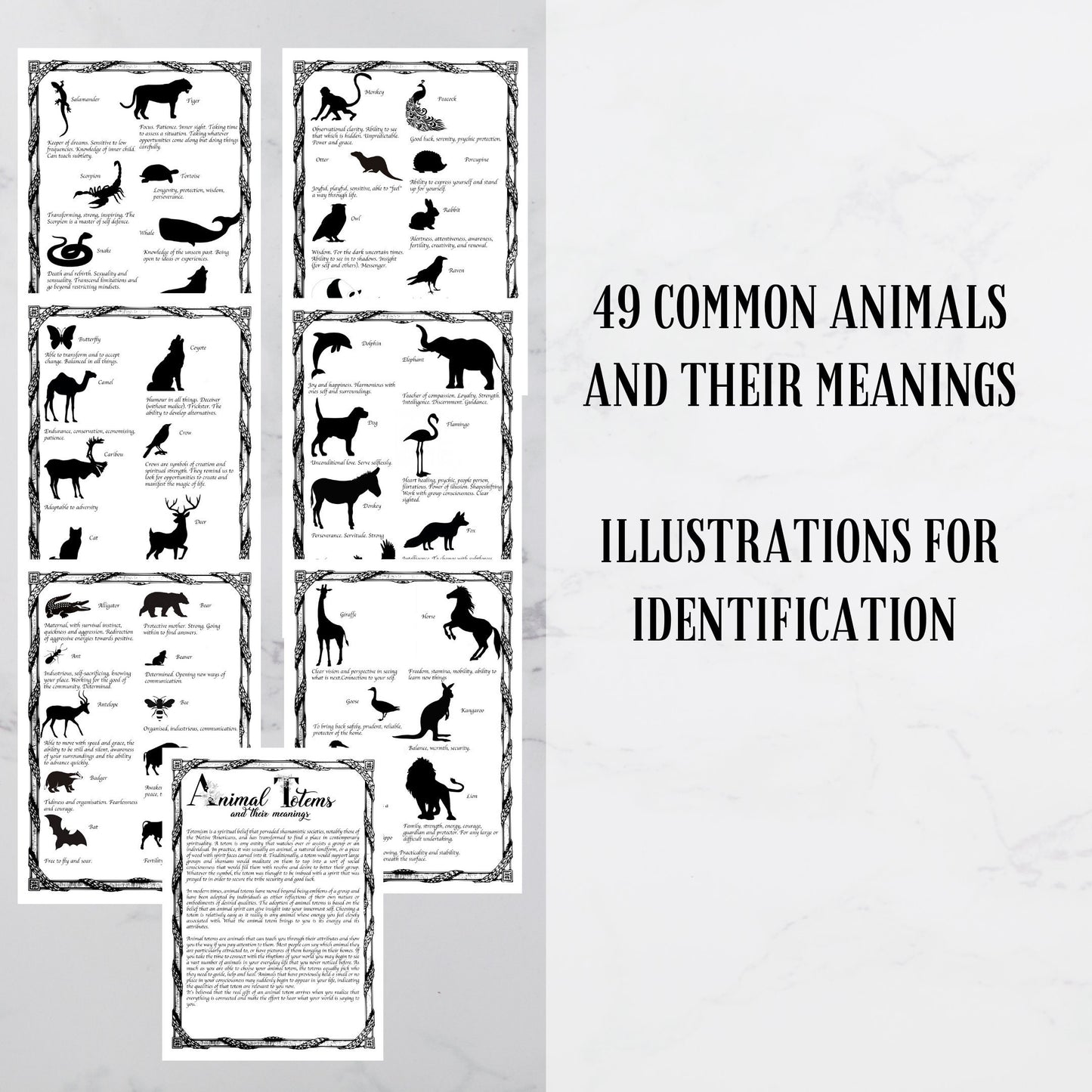 Animal Totem, Spirit Totem Animal Meanings, Grimoire Book of Shadows Pages