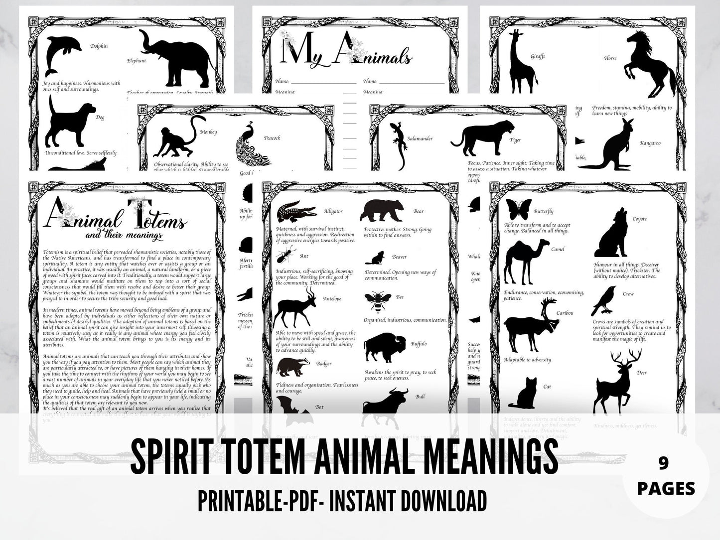 Animal Totem, Spirit Totem Animal Meanings, Grimoire Book of Shadows Pages