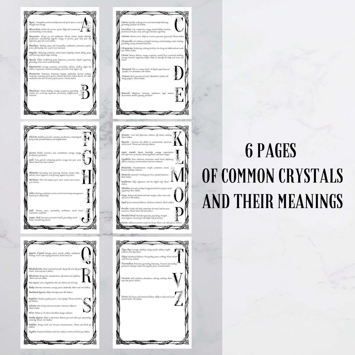 Crystal Magick Printable Grimoire Pages