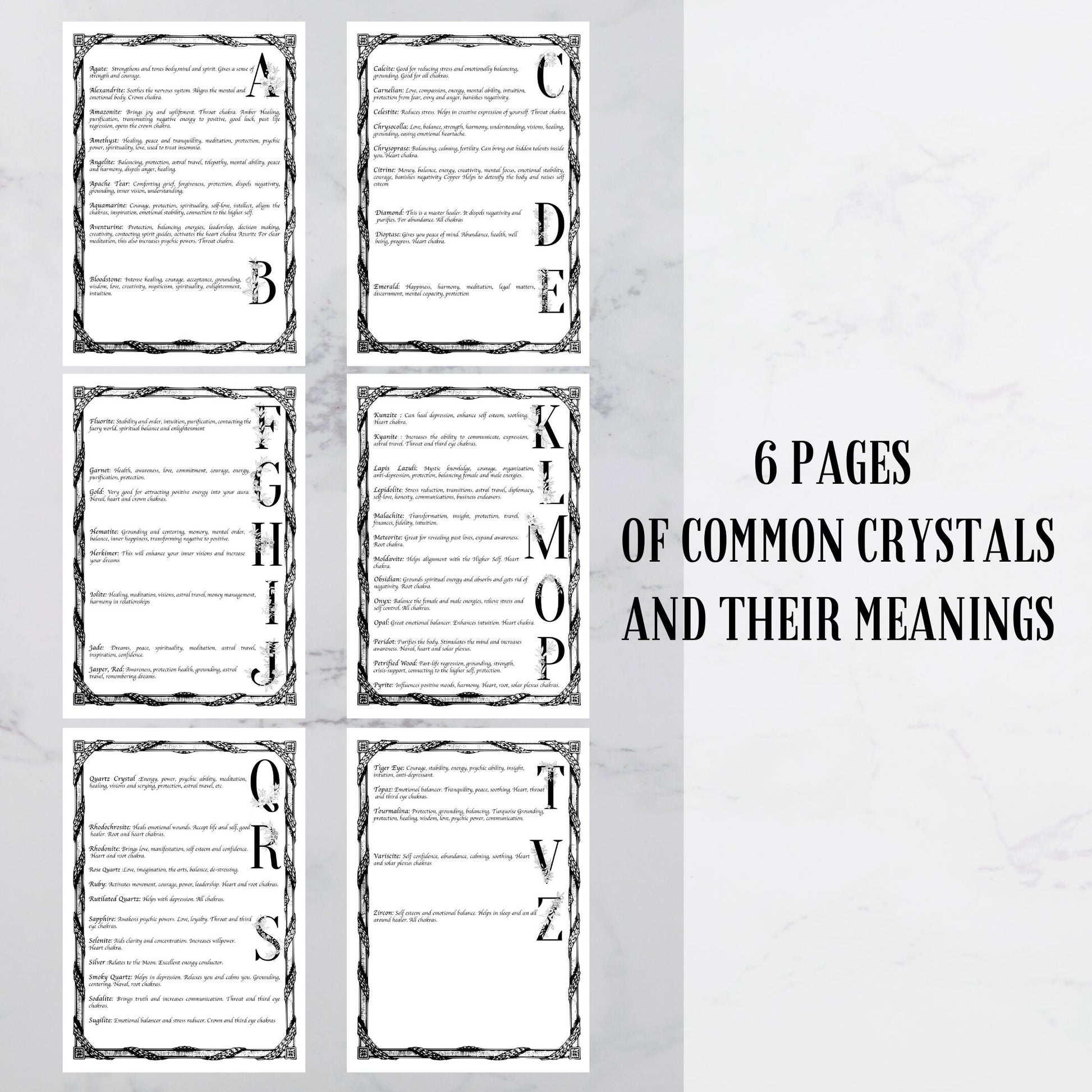 Crystal Magick Printable Grimoire Pages