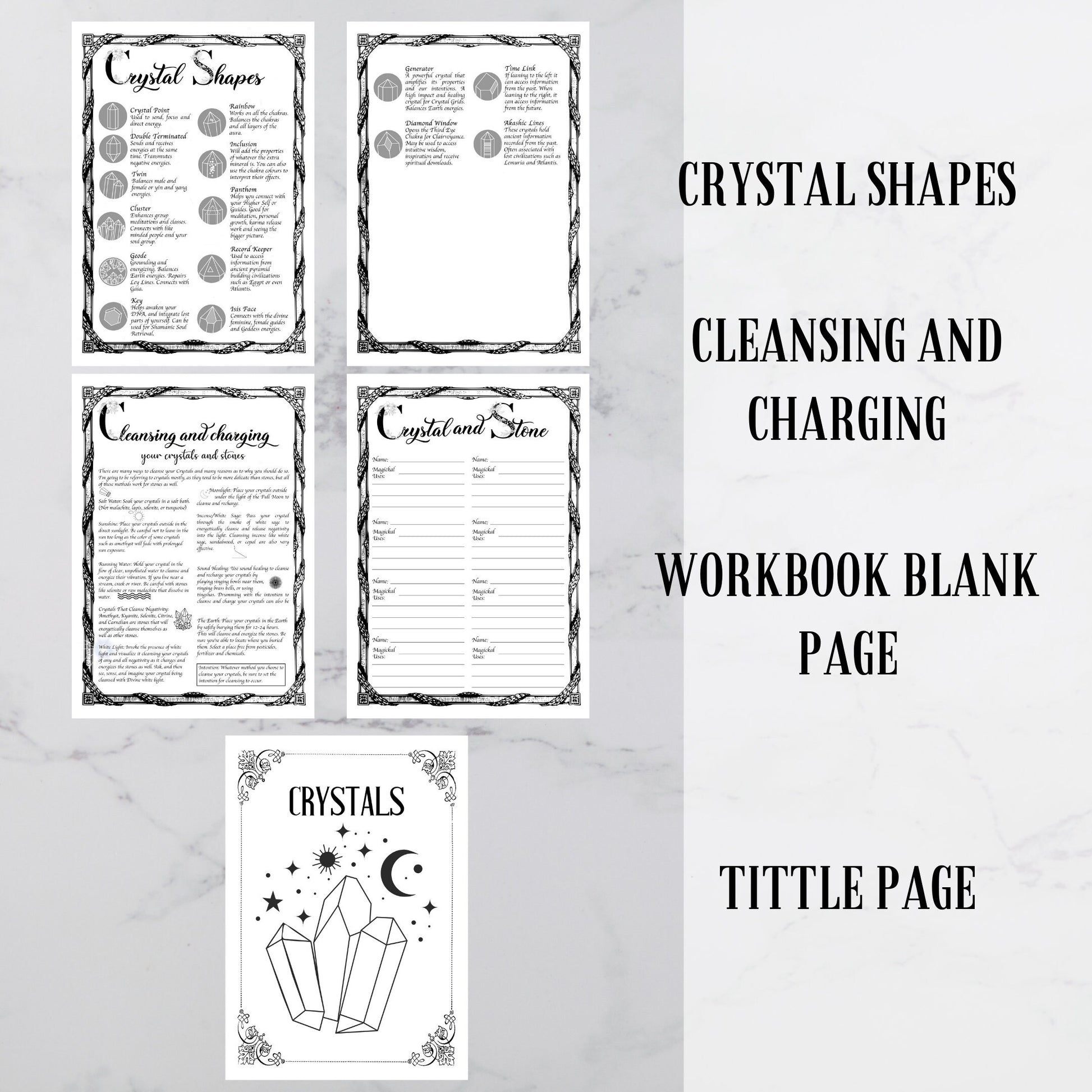 Crystal Magick Printable Grimoire Pages