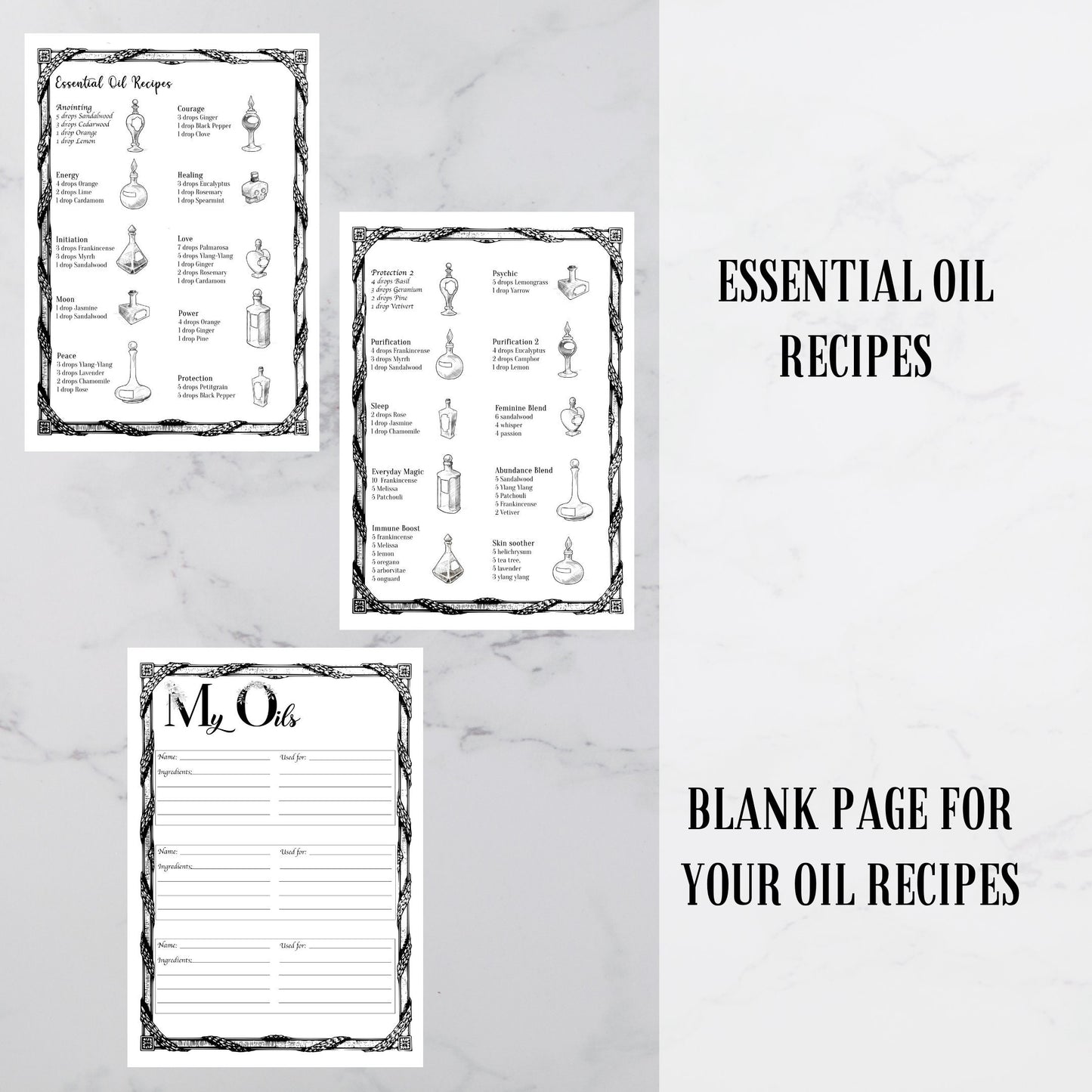 Magic oils, oils basics, grimoire pages