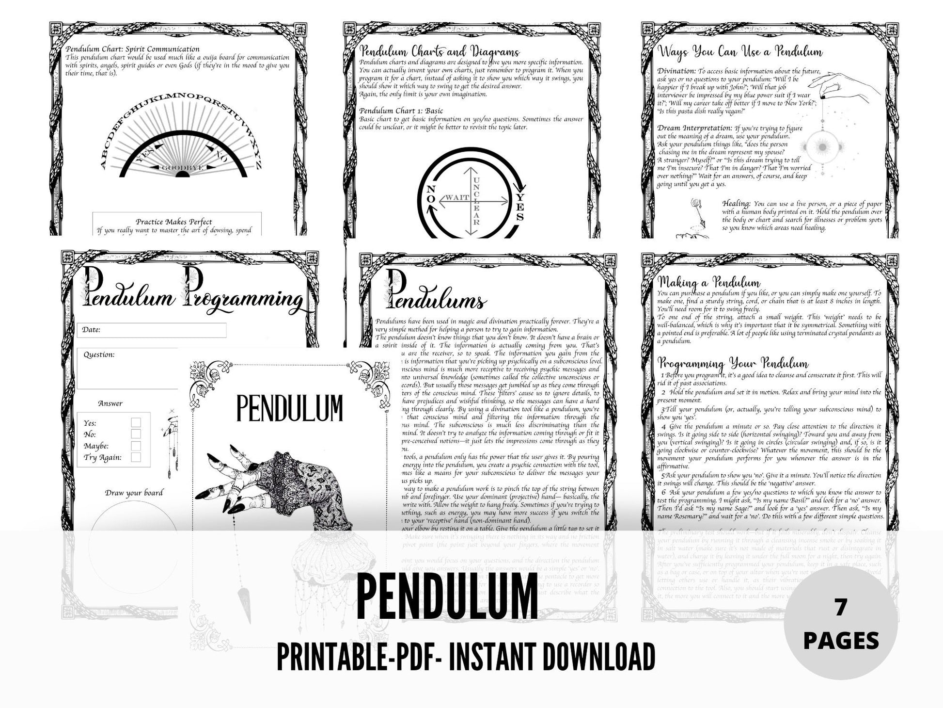 Pendulum, Pendulum chart, Pendulum programming, Grimoire pages