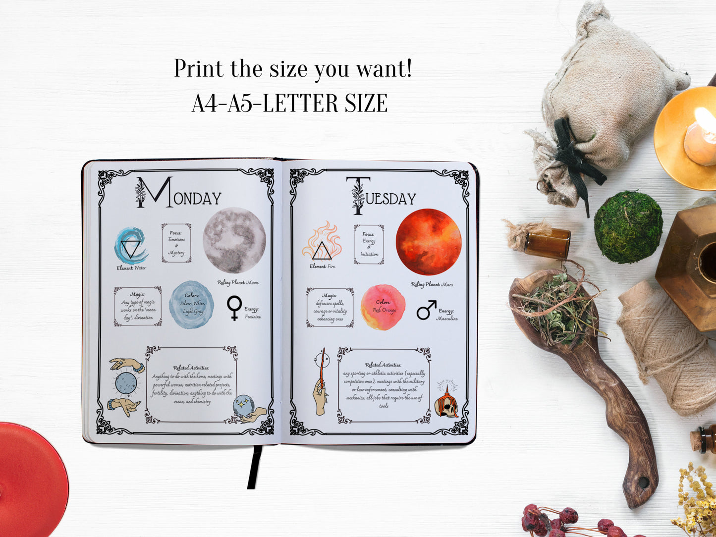 Days of the Week Correspondence | Book of Shadows | Printable BOS | Grimoire Pages | Magic Correspondences | Magic Grimoire