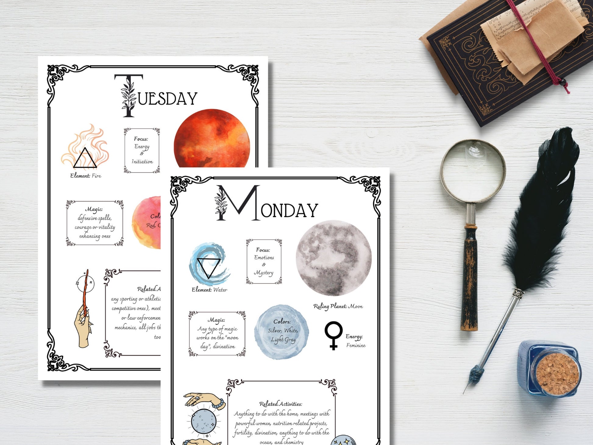 Days of the Week Correspondence | Book of Shadows | Printable BOS | Grimoire Pages | Magic Correspondences | Magic Grimoire