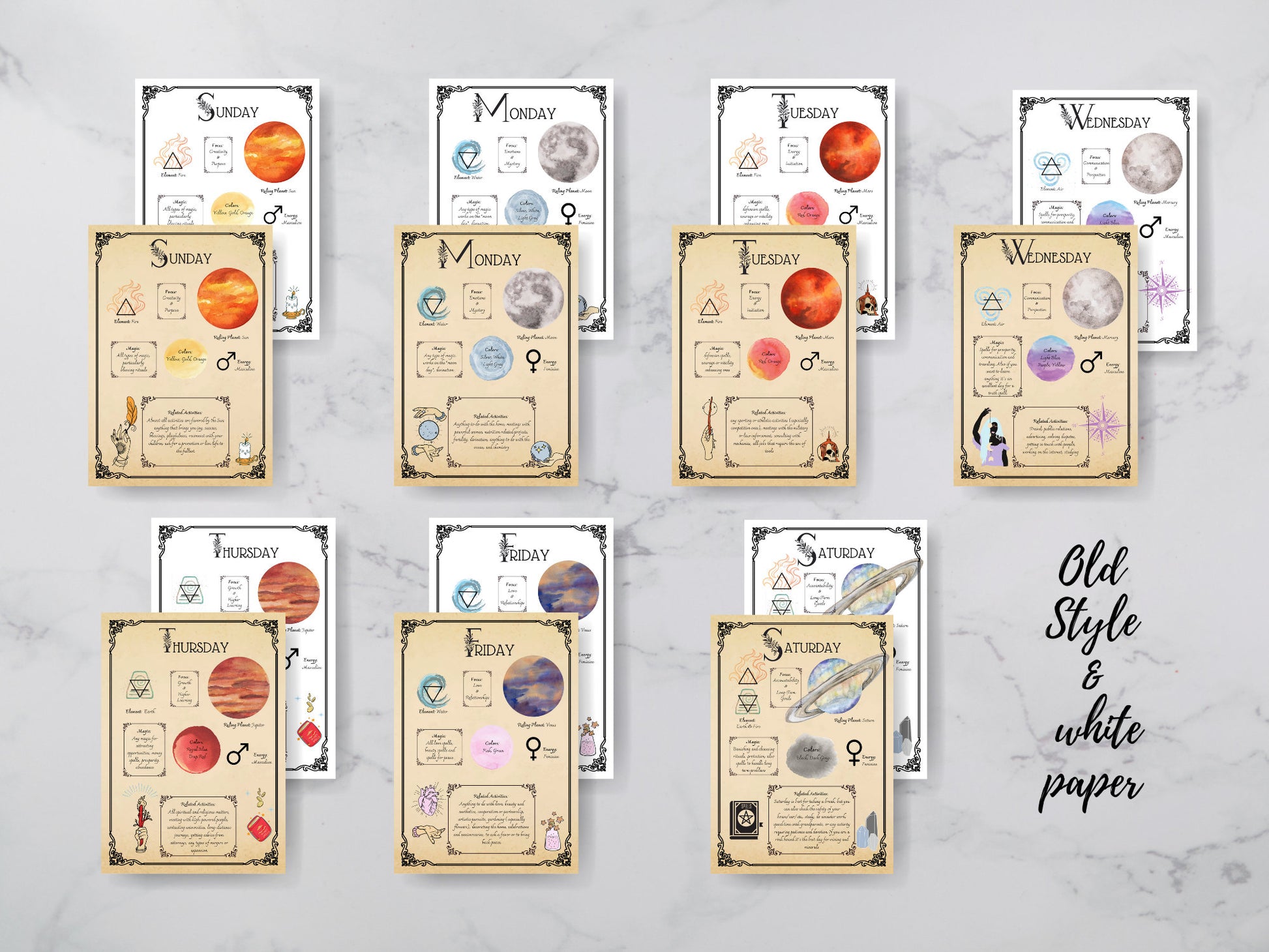Days of the Week Correspondence | Book of Shadows | Printable BOS | Grimoire Pages | Magic Correspondences | Magic Grimoire