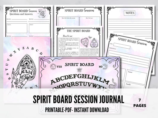 Spirit Board Session Journal, Ouija, Grimoire Spirit Board pages / Book of Shadows / Basic information / Communication Journal