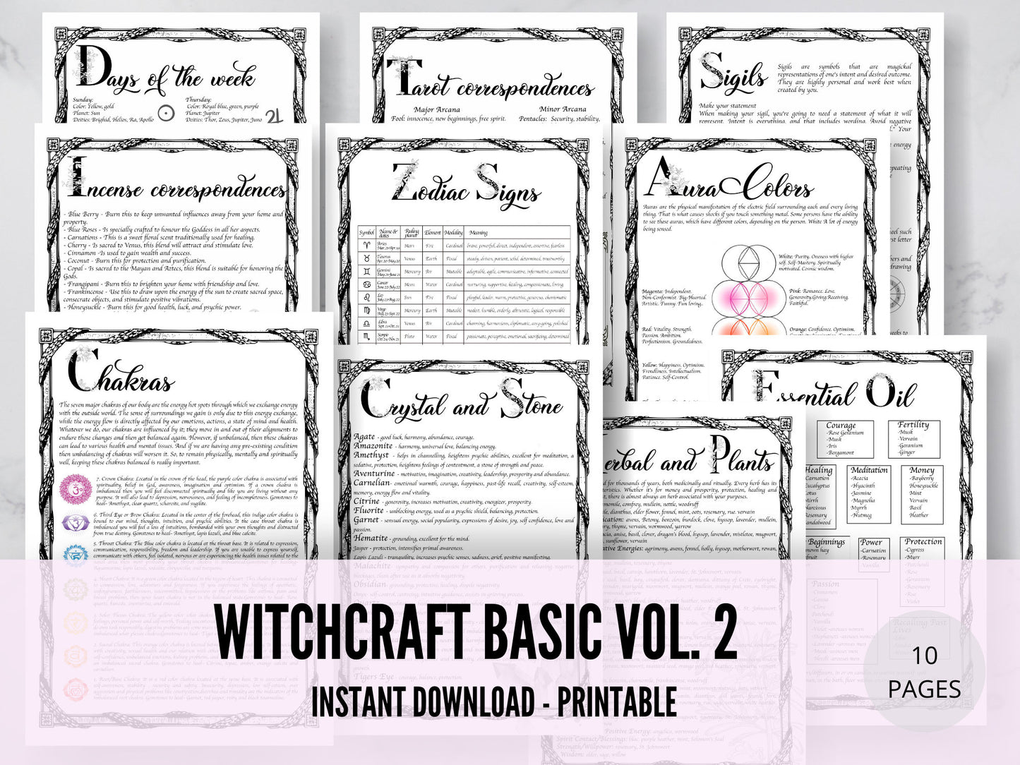 Witchcraft Basics Volume 2, Grimoire Pages, Book of Shadows Printables, Grimoire, Wiccan BOS ,Paganism , Babywitch, Pagan Grimoire