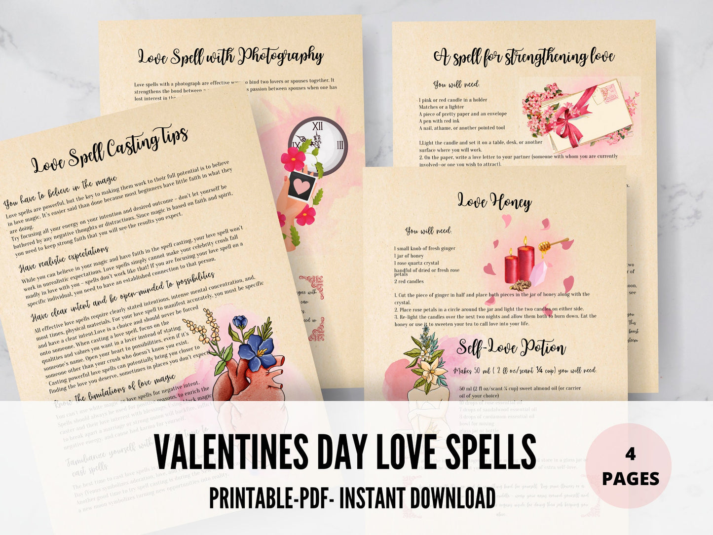 Valentine's Day Love Spells -Self Love Spell - Instant Download- 2 Styles
