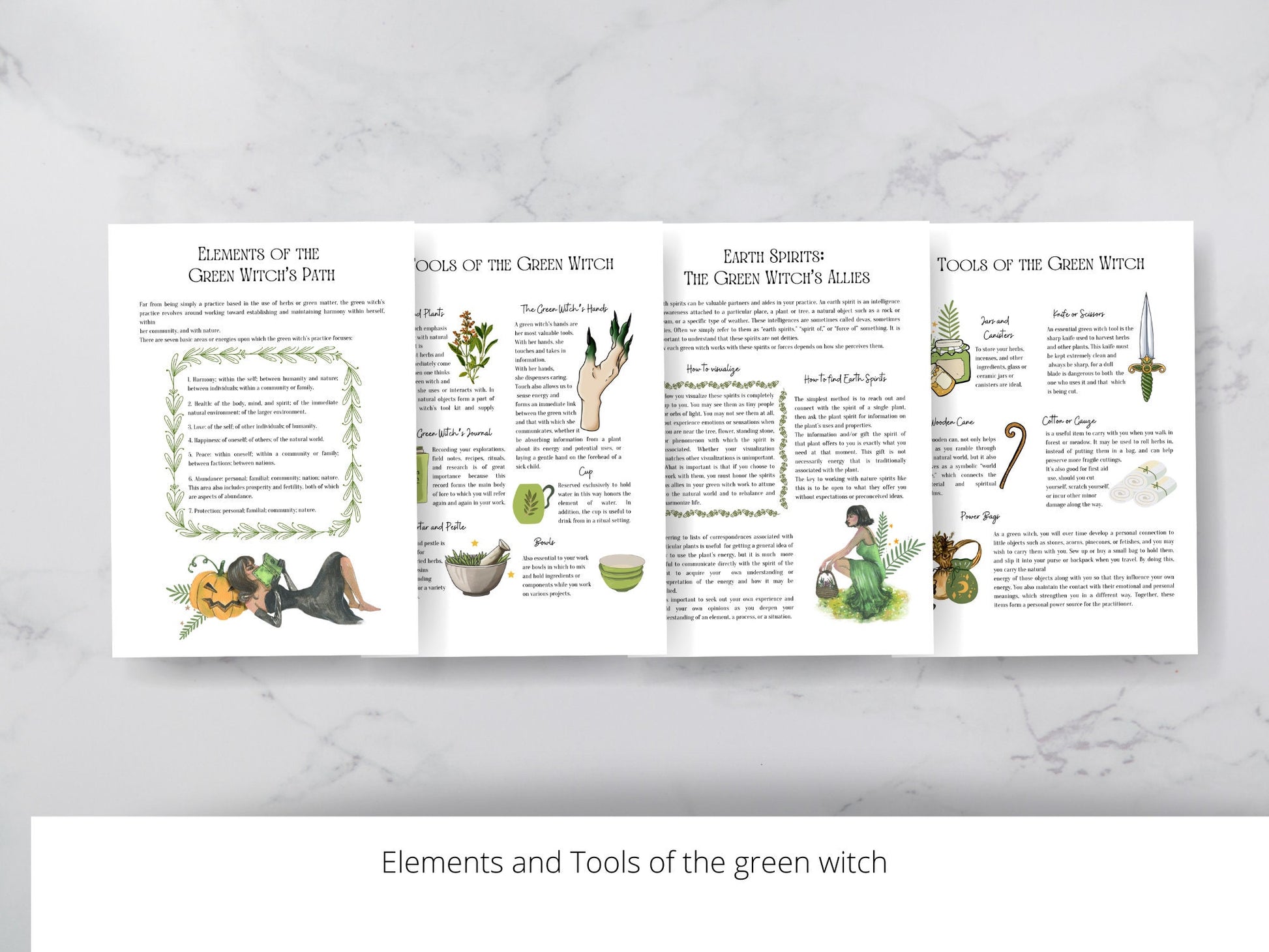 Beautiful Green Witch Grimoire Page, Grimoire Pages, Grimoire Printables, Witch Printables, Book of Shadows Pages, Hedge Witch