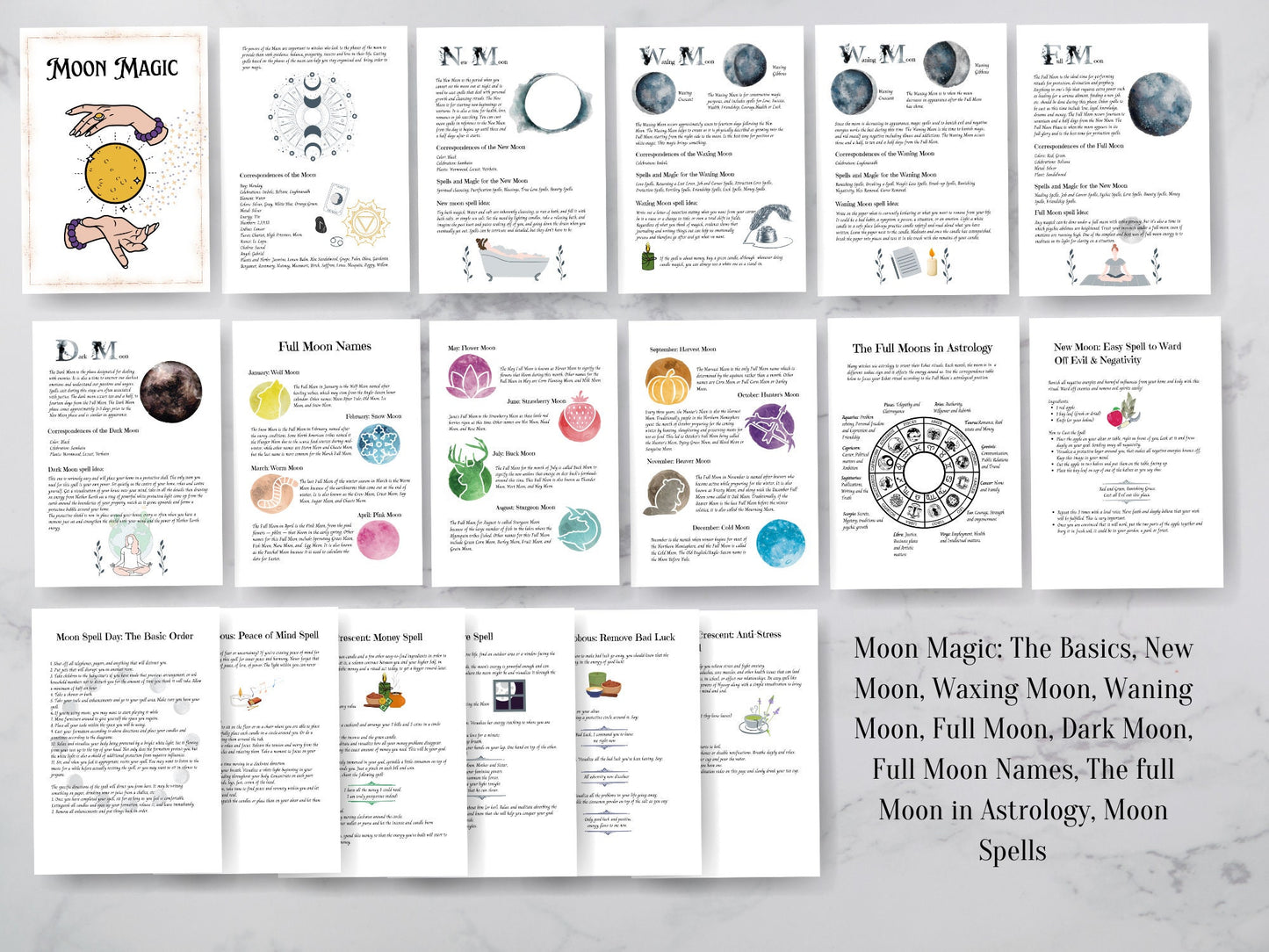 The most beautiful and complete Grimoire for Baby Modern Witches. Full Color. A4, A5, Letter Size. Instant download.