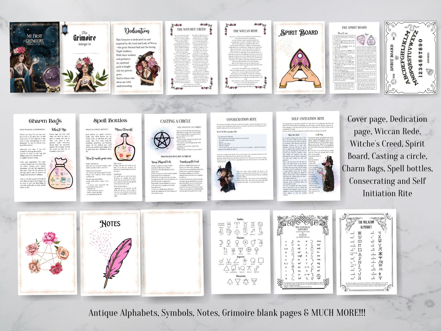 The most beautiful and complete Grimoire for Baby Modern Witches. Full Color. A4, A5, Letter Size. Instant download.