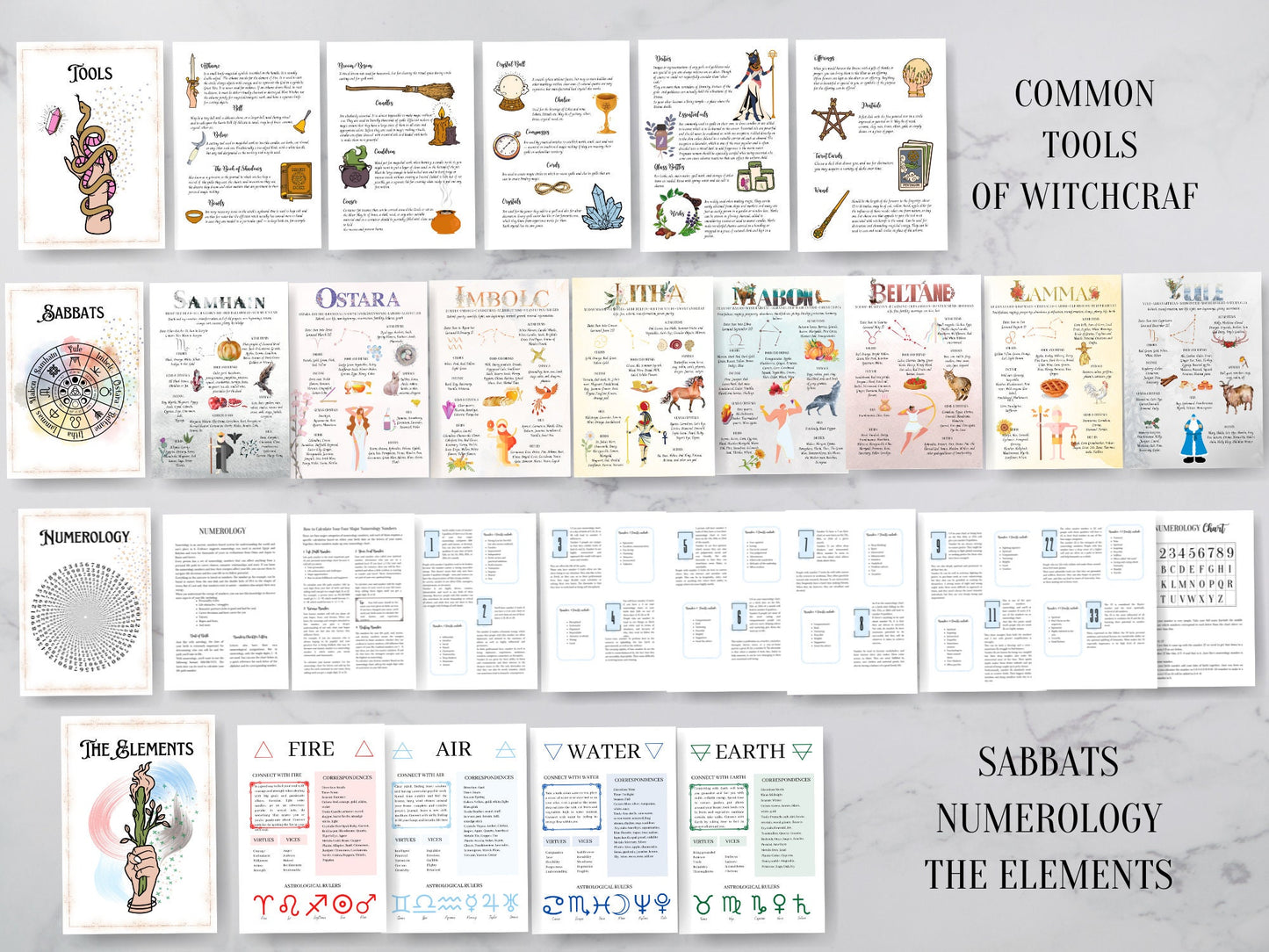 The most beautiful and complete Grimoire for Baby Modern Witches. Full Color. A4, A5, Letter Size. Instant download.