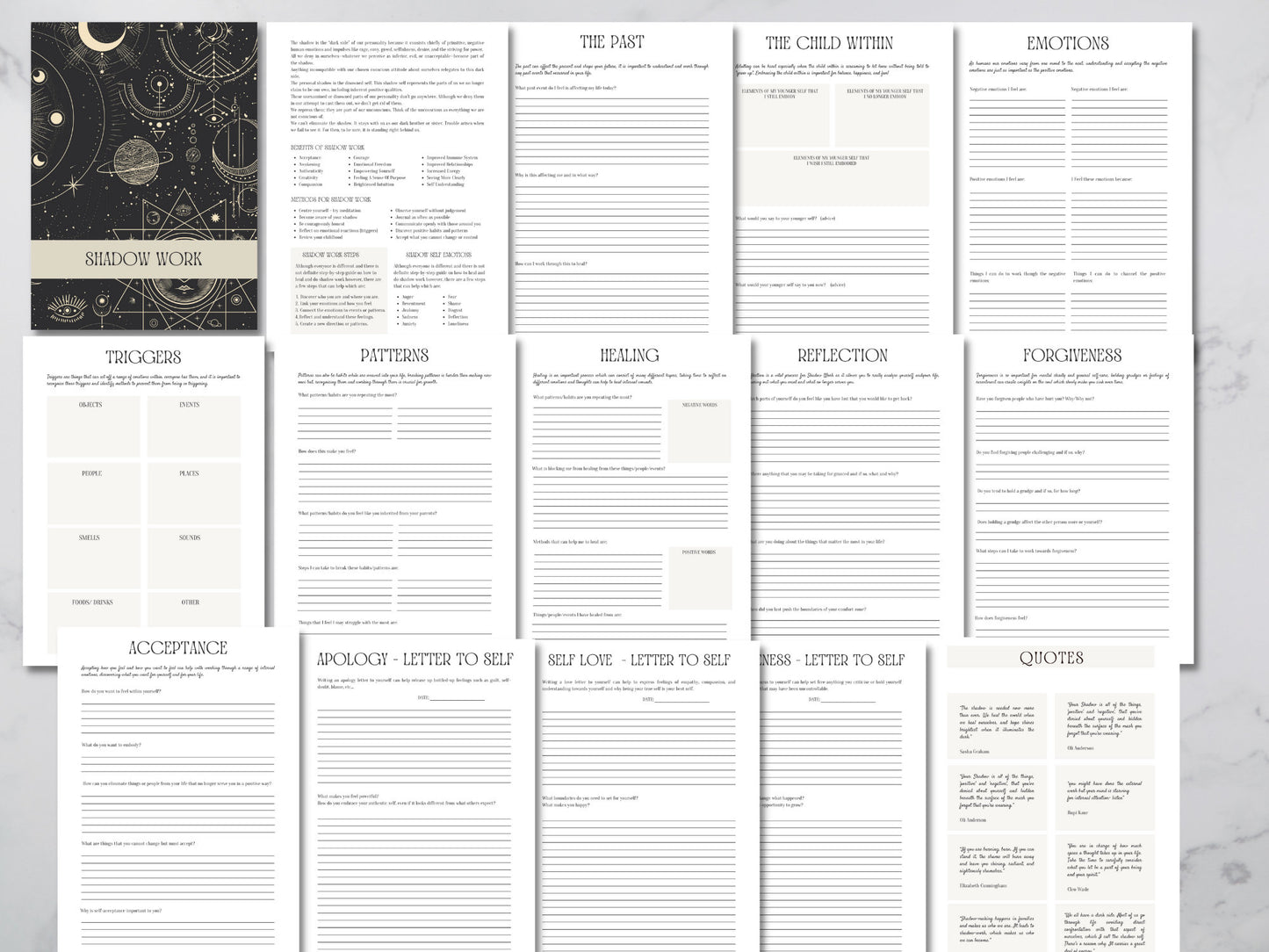 Shadow Work Journal, Printable & Digital Grimoire Pages, Book of Shadows, Mental Health Journal, A4 A5 US Letter