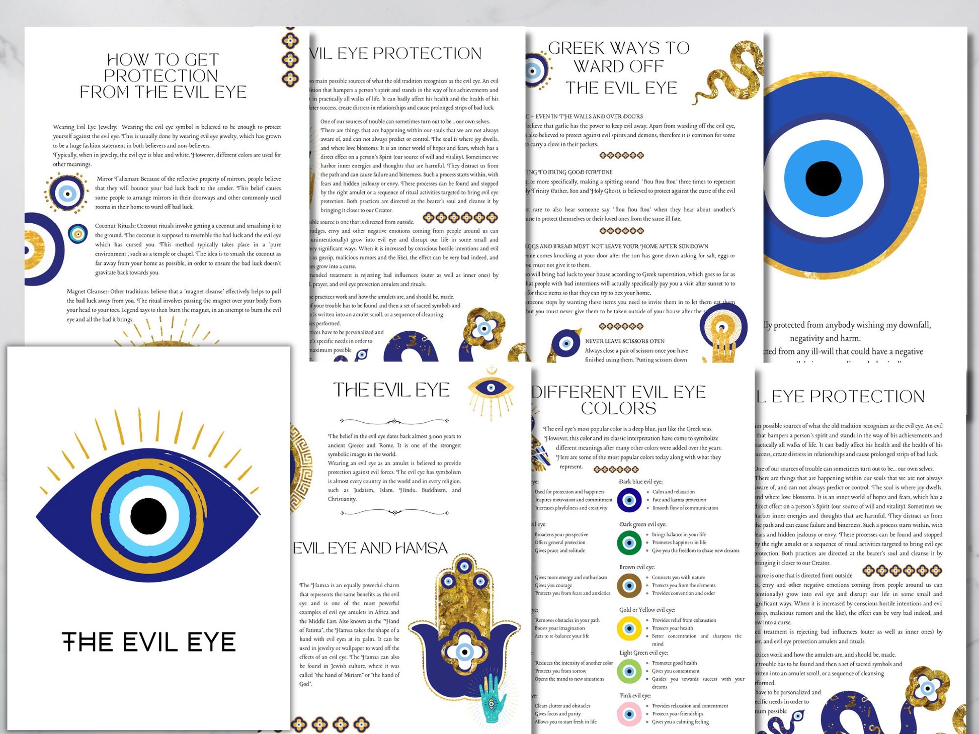 The Evil Eye, Printable Sheets, Grimoire, Digital Downloads, Spells, Hamsa Hand