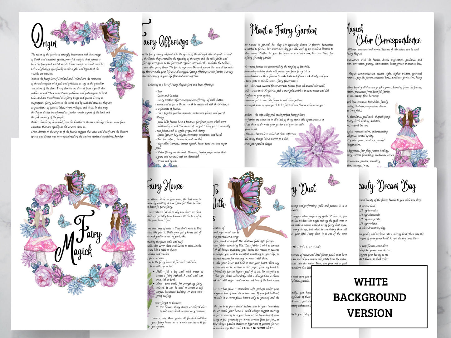 Fairy Magic, Grimoire pages, digital download