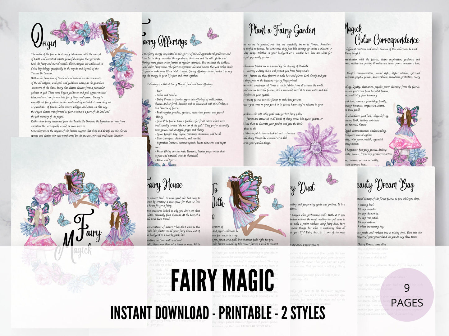 Fairy Magic, Grimoire pages, digital download