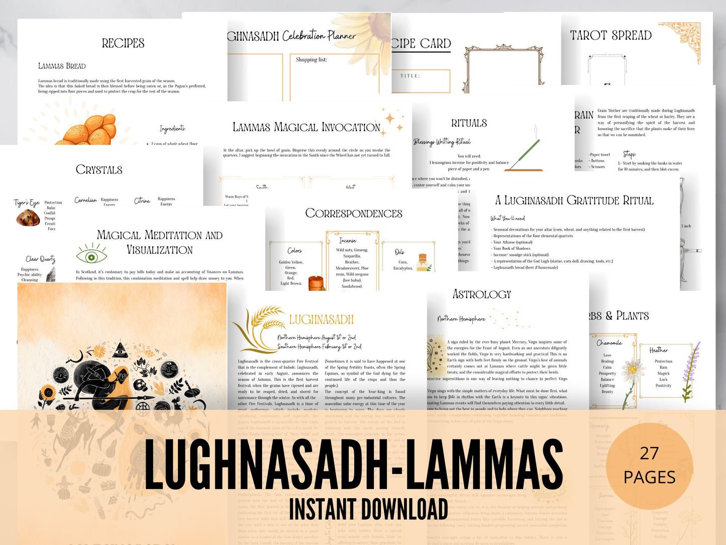 Lughnasadh Lammas Grimoire Pages, Pagan Holidays, Witch Printables, Grimoire Printables, Wheel of the Year, Sabbat Pages