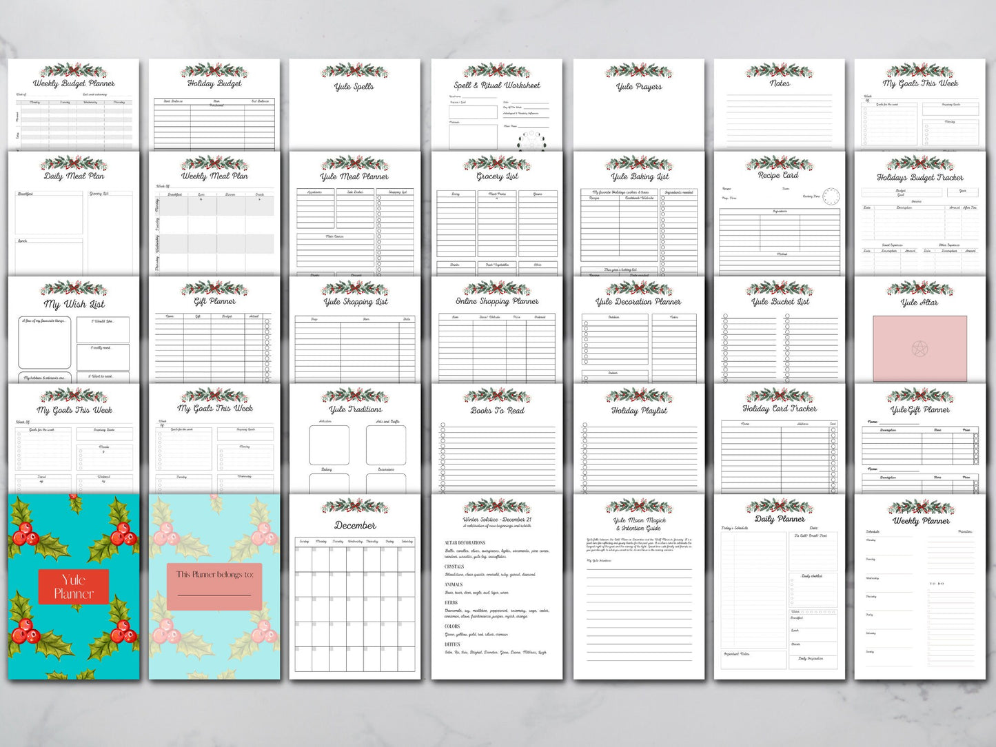 Undated Yule Planner Printable PDF, Printable Holiday Planner, Yule Organizer