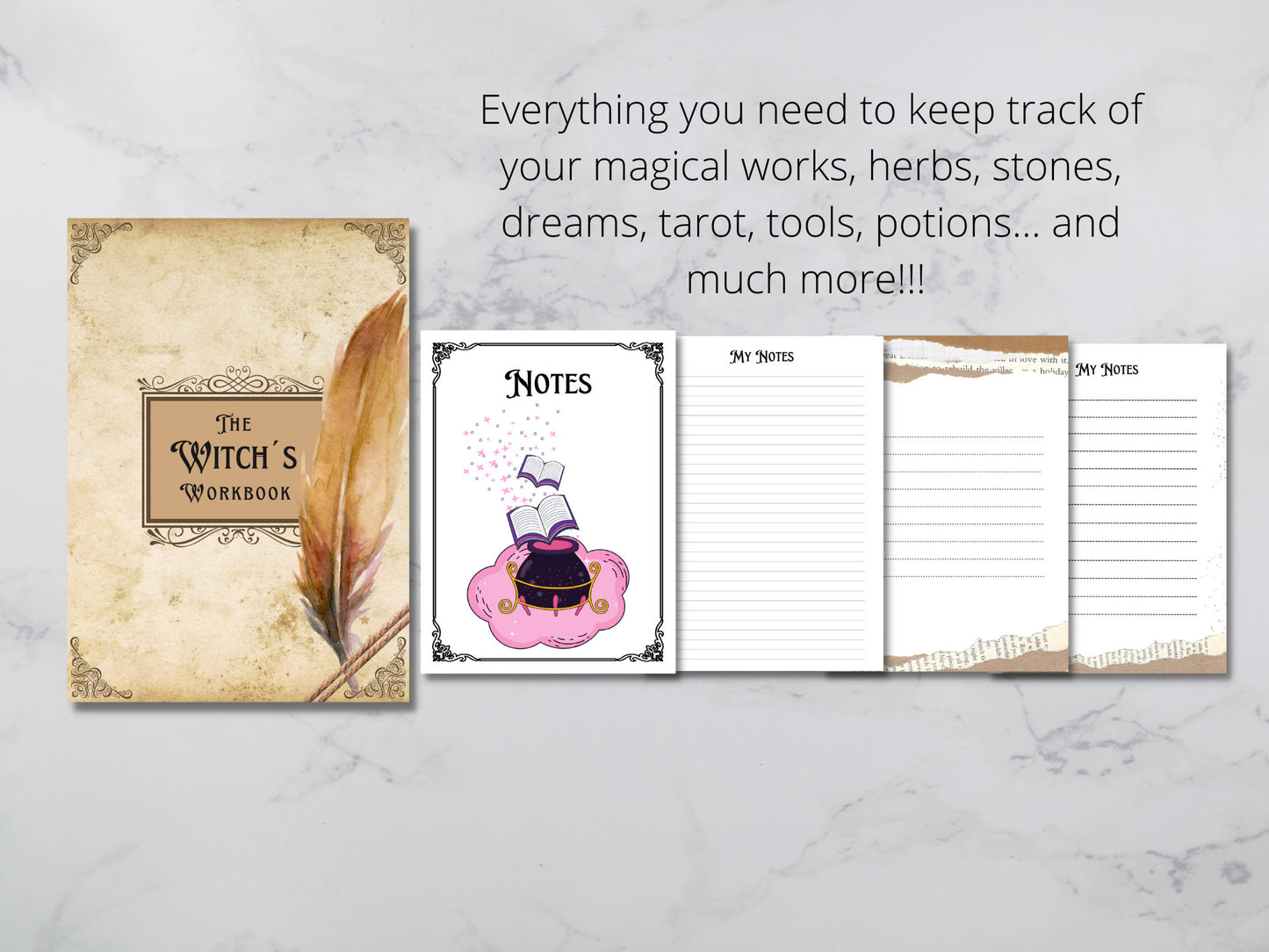 The Witches Workbook + Bonus: Magic Correspondences | Blank Grimoire Pages |Blank Spell/Ritual Worksheet