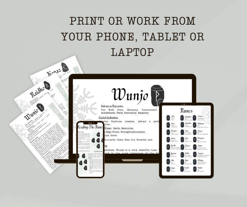 Runes and Rune Stones Cheat Sheet, Printable Grimoire Pages, Book Of shadows pages