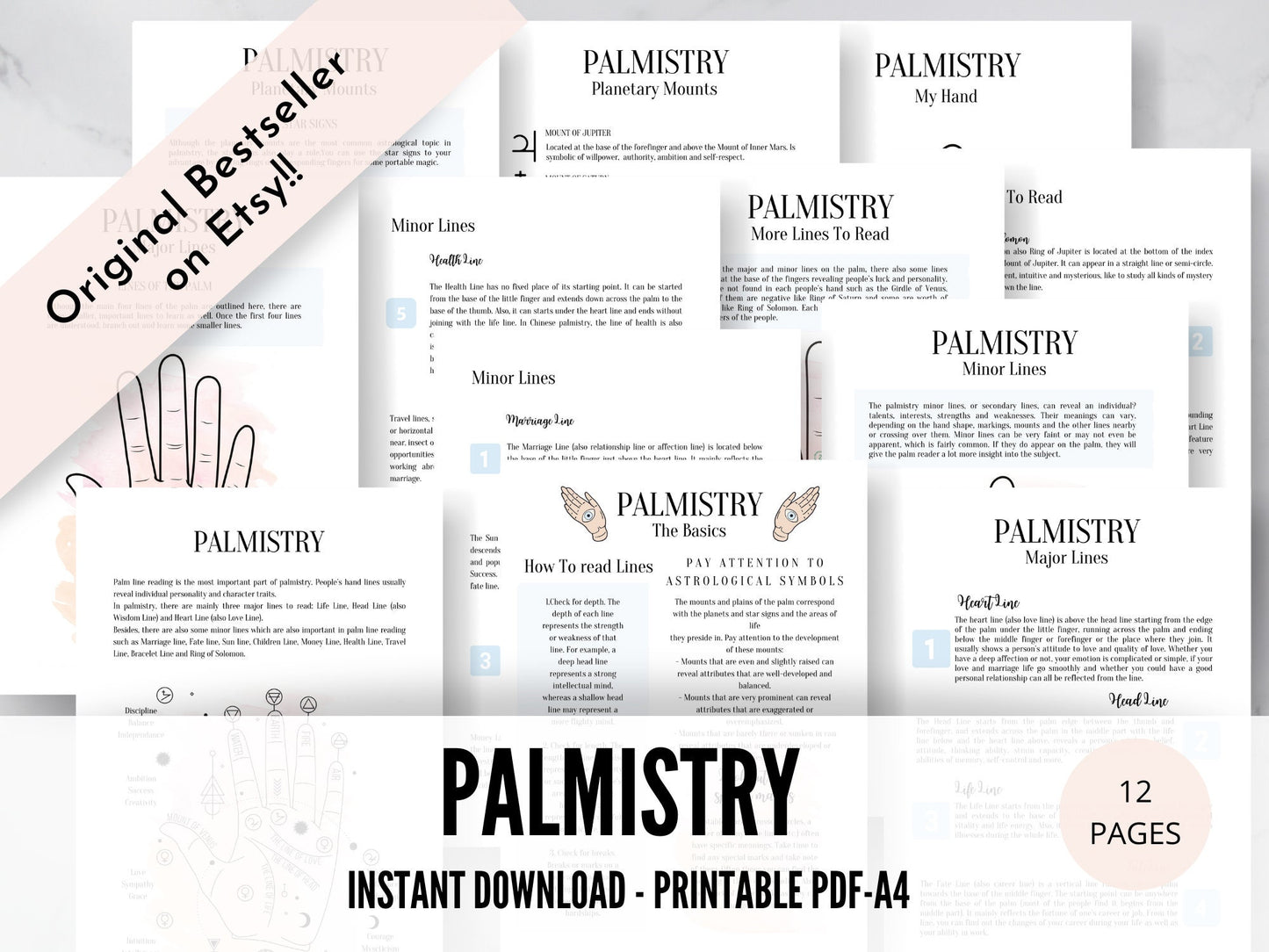 Palmistry Basics, Palm Reading Grimoire Pages, modern grimoire
