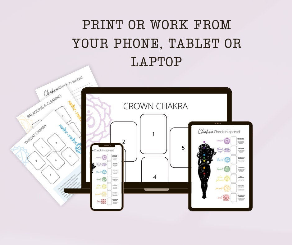 7 Chakras Tarot Journal Printable, Tarot Spreads, Chakra Tarot, Tarot Journal
