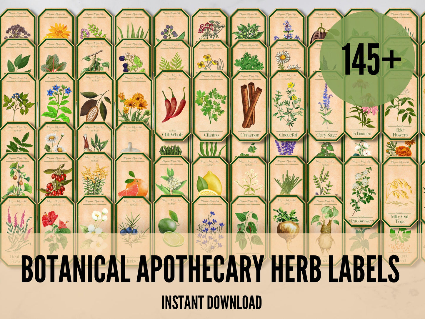 APOTHECARY LABELS Bundle, Digital Download Witchcraft Tags, Kitchen witchery, 145 Printable Labels, Witchcraft Wicca Labels