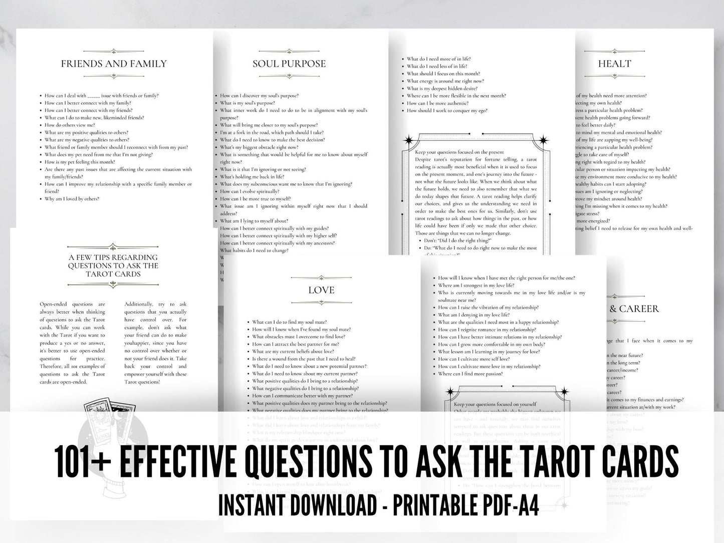 101+ Effective Questions To Ask The Tarot Cards, instant download