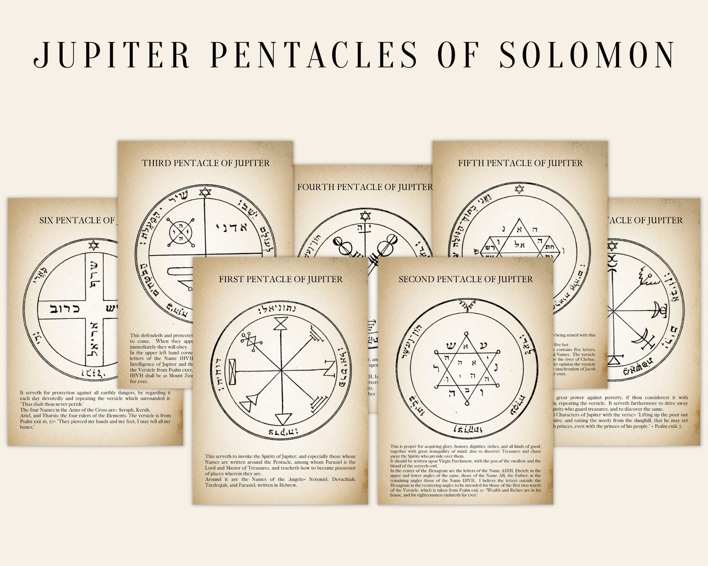 The PENTACLES of SOLOMON BUNDLE 61 Pages, Seven Pentacles of the Key of Solomon, Solomon Seals, Pentagram of Solomon