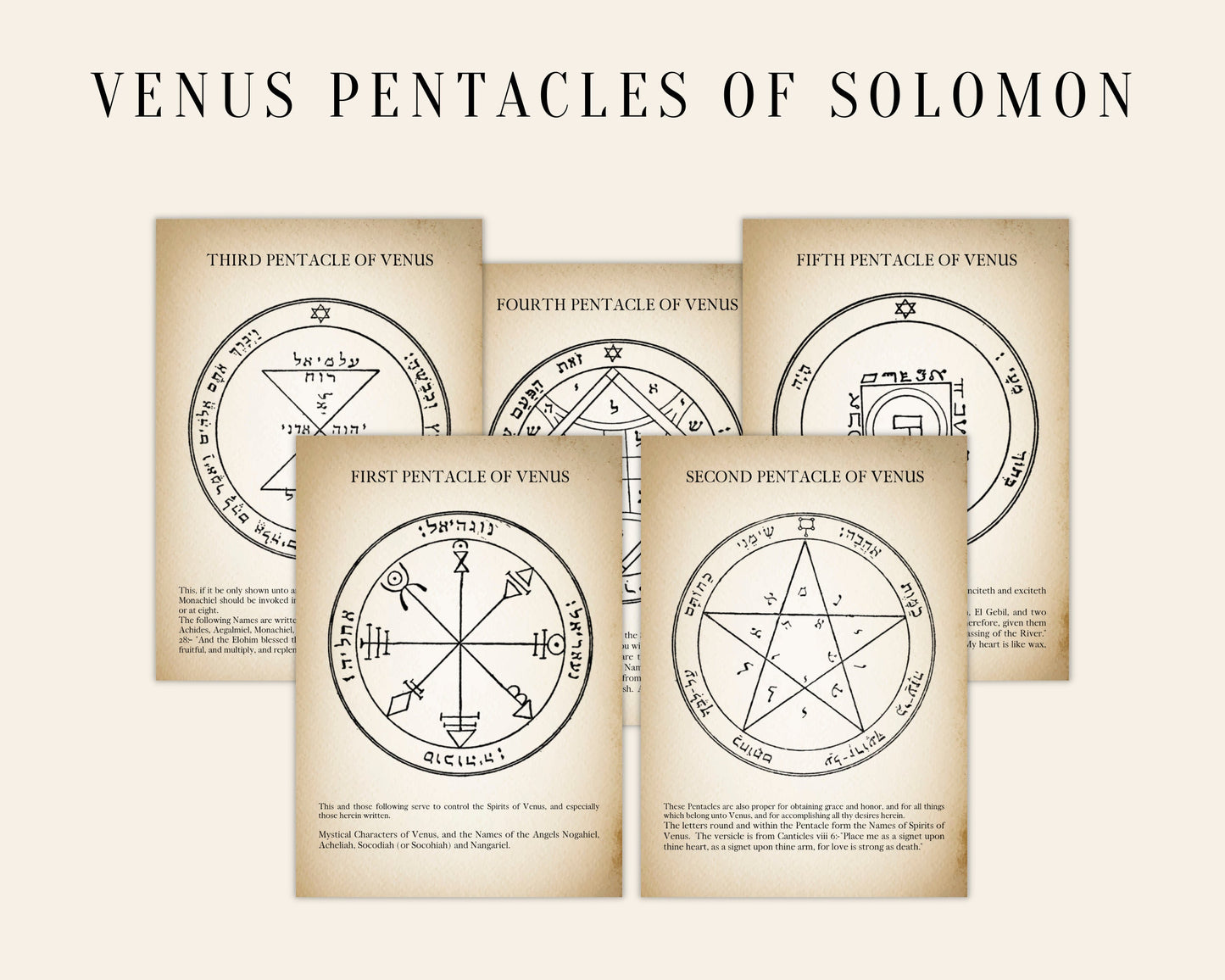 The PENTACLES of SOLOMON BUNDLE 61 Pages, Seven Pentacles of the Key of Solomon, Solomon Seals, Pentagram of Solomon