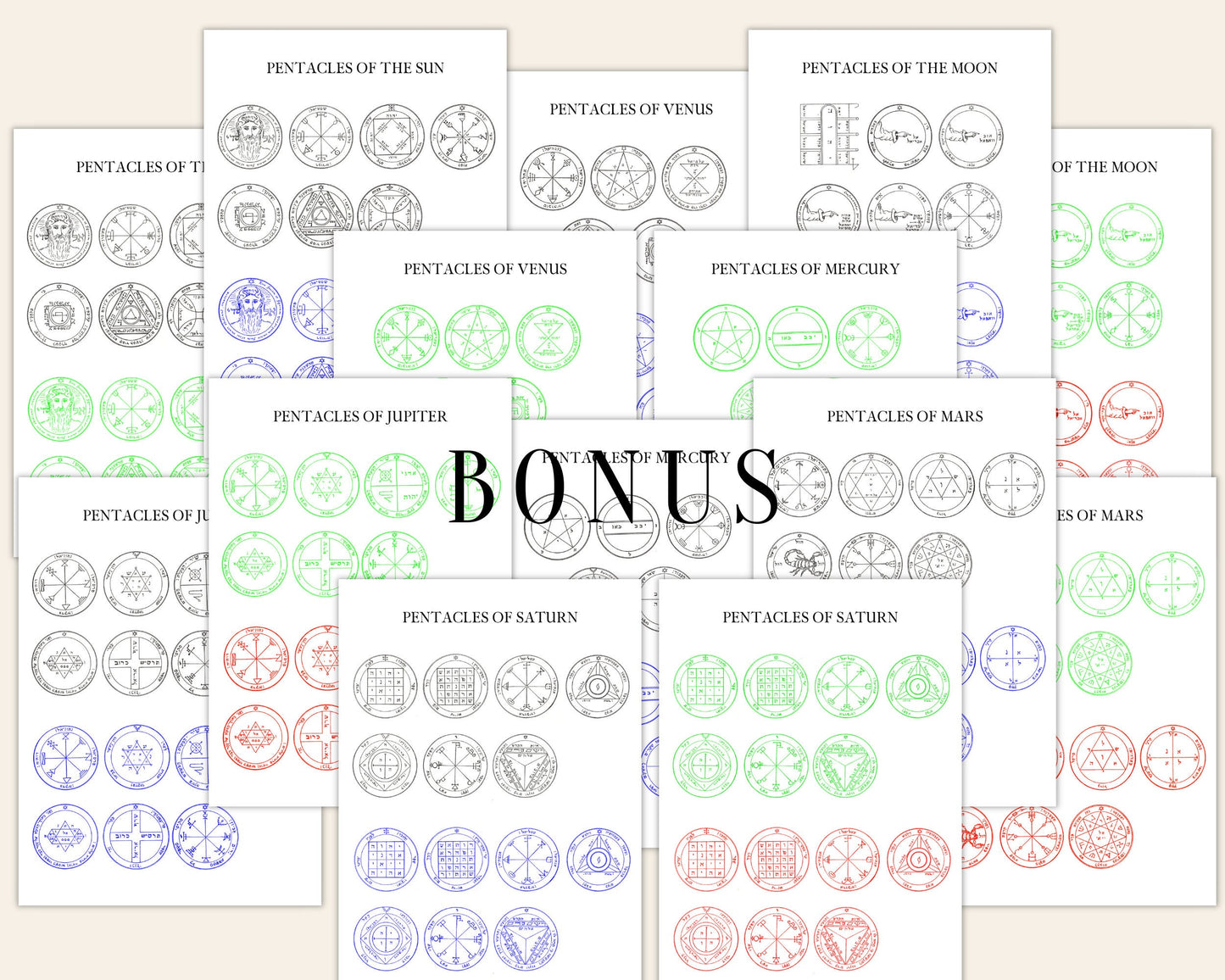 The PENTACLES of SOLOMON BUNDLE 61 Pages, Seven Pentacles of the Key of Solomon, Solomon Seals, Pentagram of Solomon