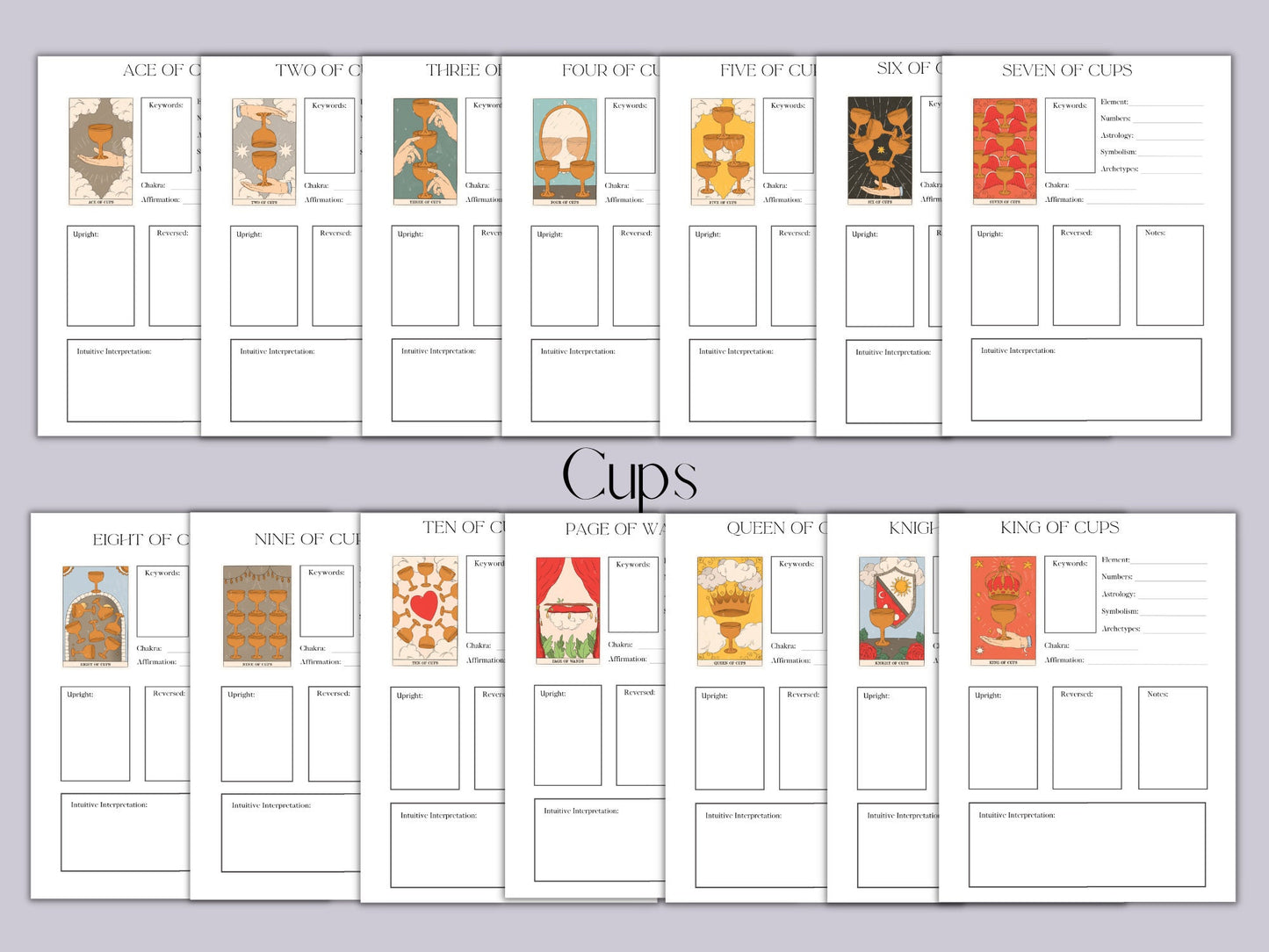Tarot Study Pages | 78 pages for each card included! | DIY Tarot Notes | Tarot for Beginners, learn tarot | INSTANT DOWNLOAD pdf