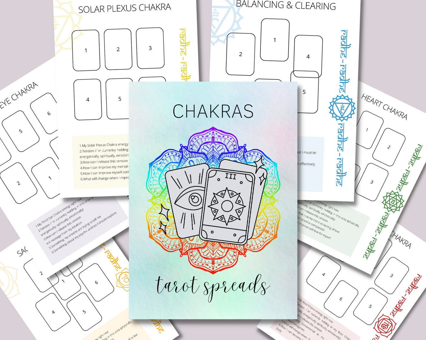 7 Chakras Tarot Journal Printable, Tarot Spreads, Chakra Tarot, Tarot Journal