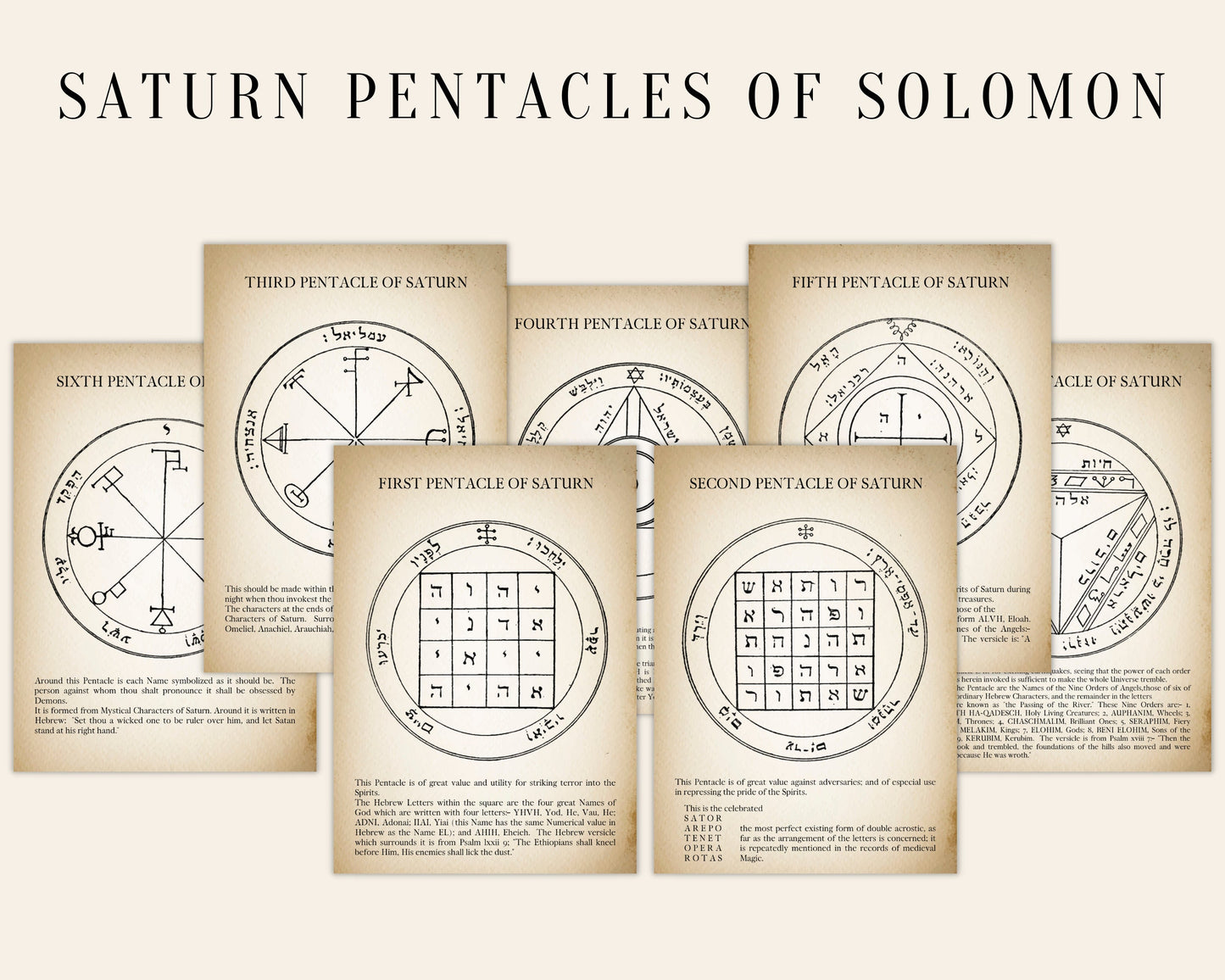 The PENTACLES of SOLOMON BUNDLE 61 Pages, Seven Pentacles of the Key of Solomon, Solomon Seals, Pentagram of Solomon