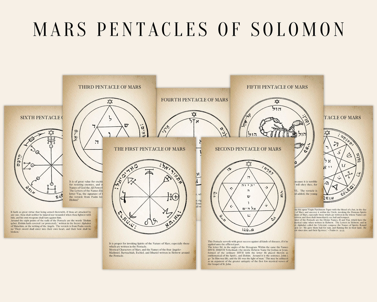 The PENTACLES of SOLOMON BUNDLE 61 Pages, Seven Pentacles of the Key of Solomon, Solomon Seals, Pentagram of Solomon