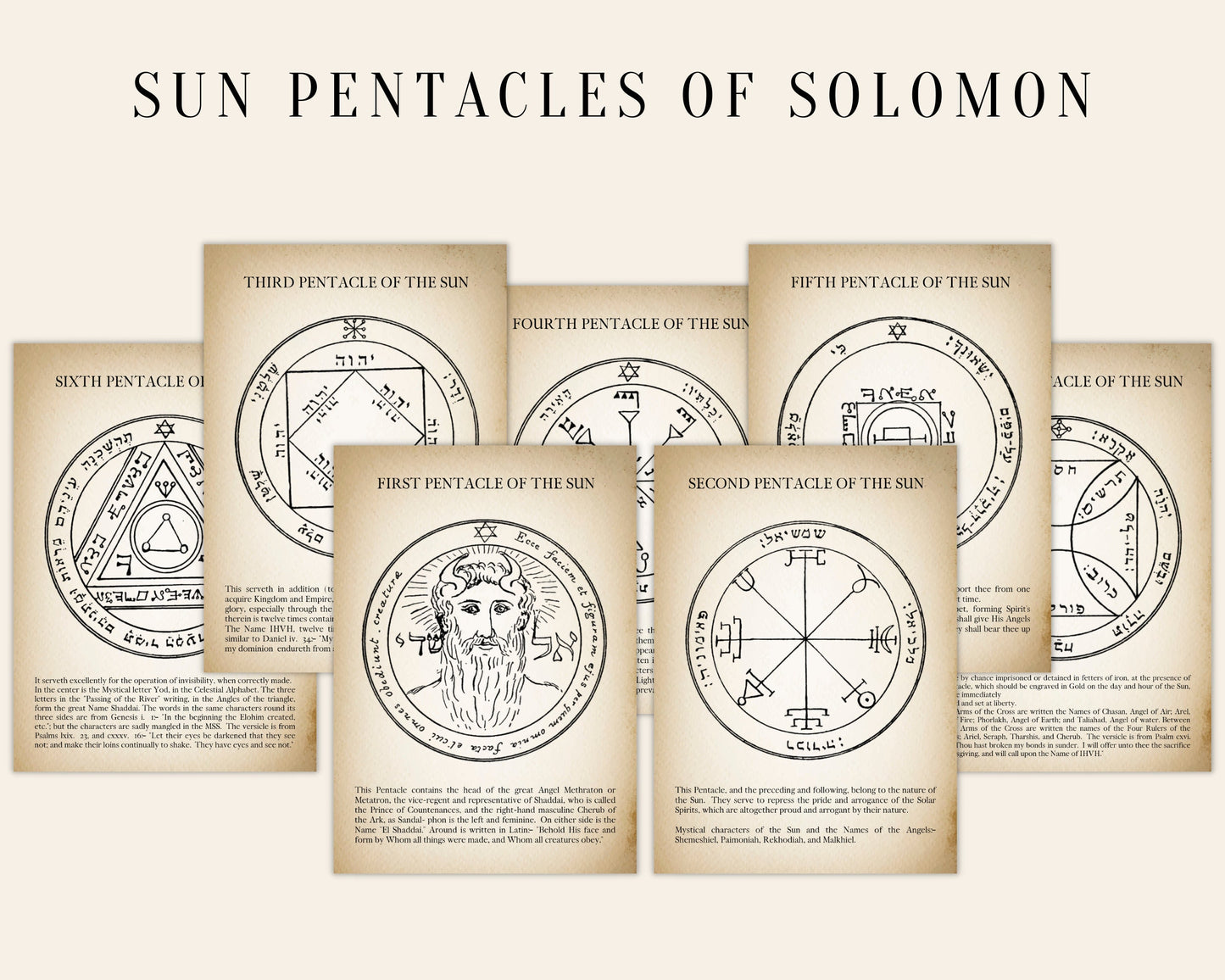 The PENTACLES of SOLOMON BUNDLE 61 Pages, Seven Pentacles of the Key of Solomon, Solomon Seals, Pentagram of Solomon