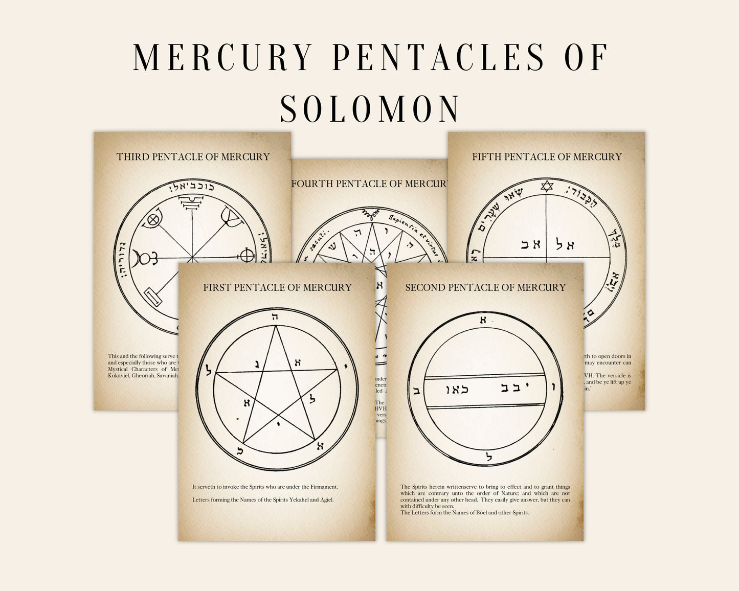 The PENTACLES of SOLOMON BUNDLE 61 Pages, Seven Pentacles of the Key of Solomon, Solomon Seals, Pentagram of Solomon