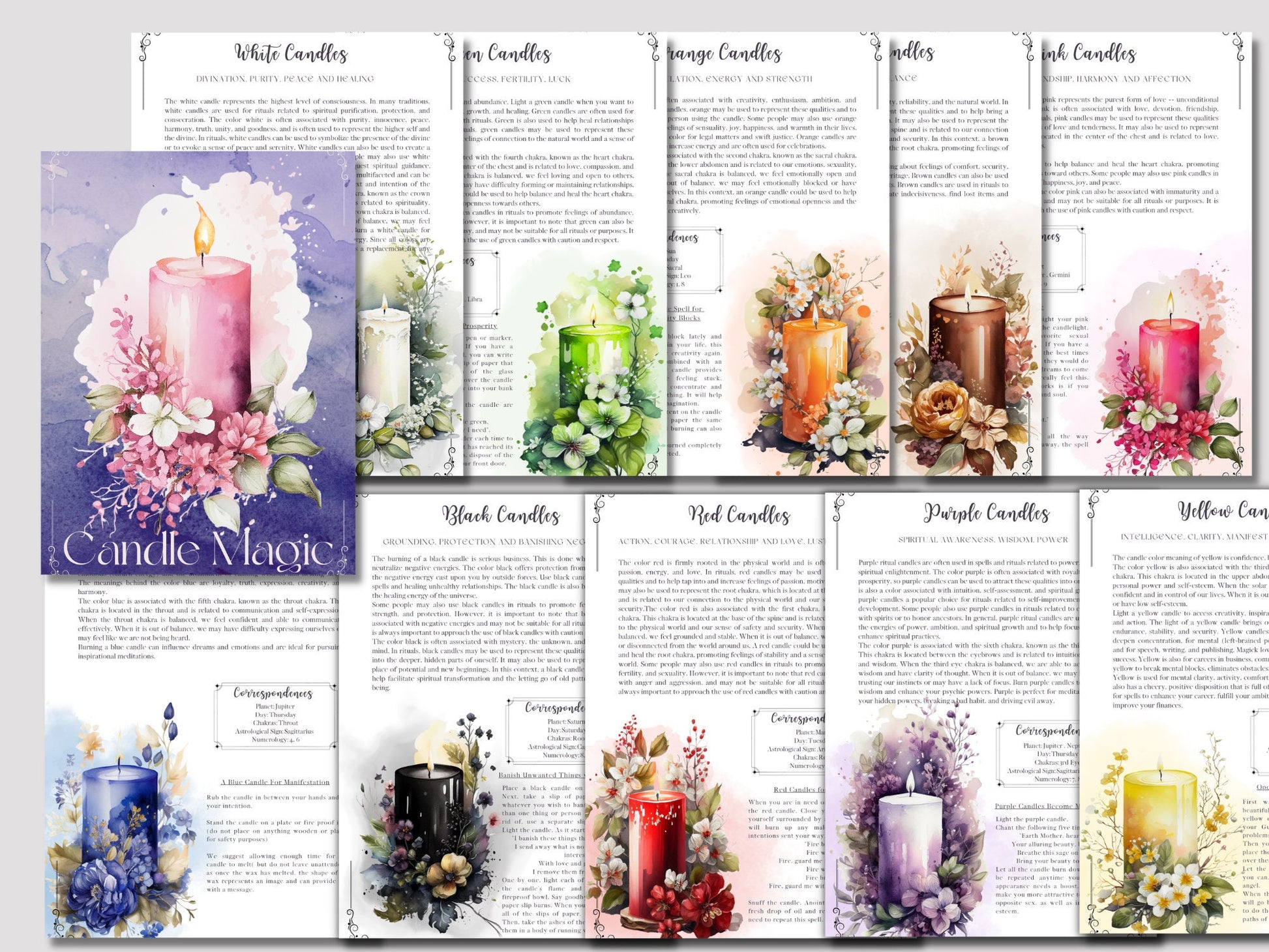 CANDLE MAGIC. Beautiful pages for you Book Of Shadows. Instant download.