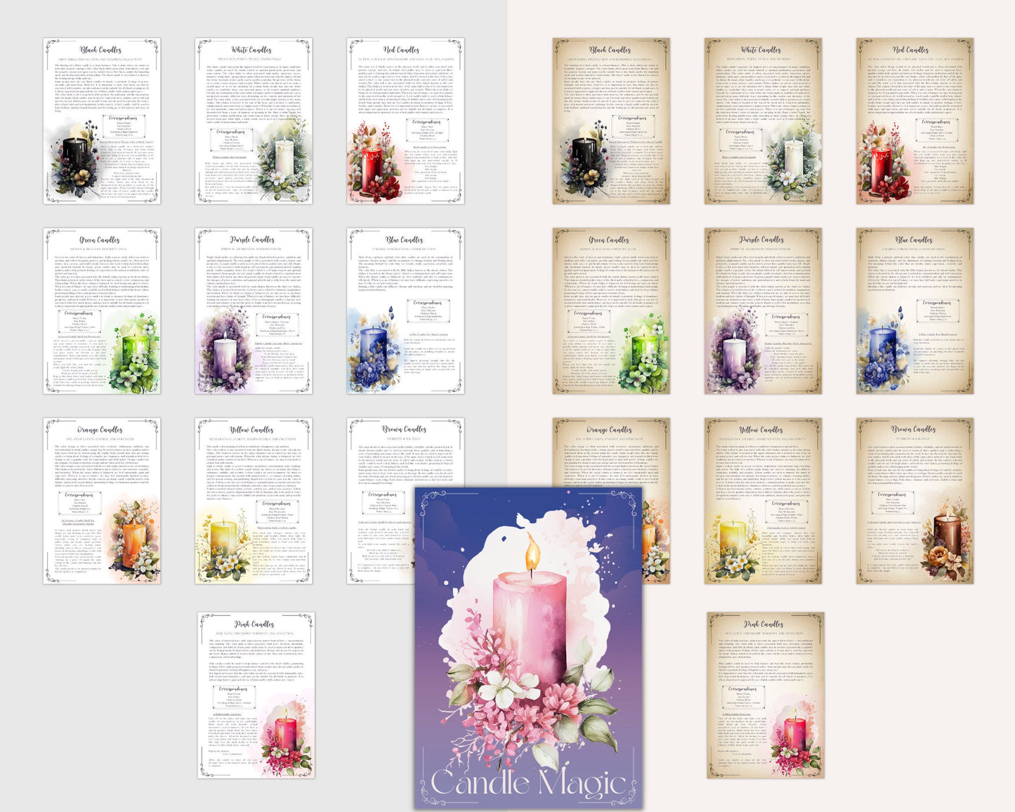 CANDLE MAGIC. Beautiful pages for you Book Of Shadows. Instant download.