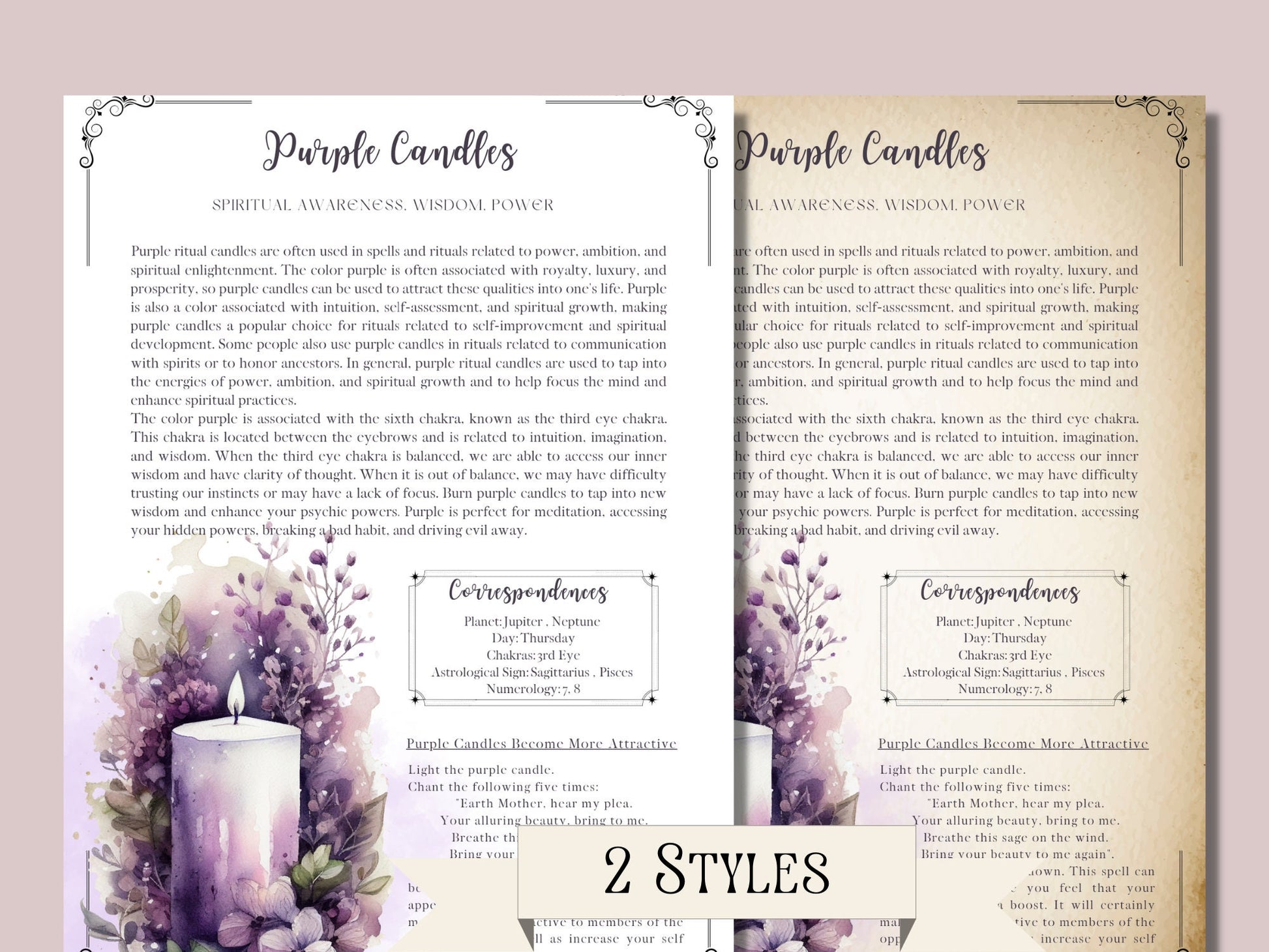 CANDLE MAGIC. Beautiful pages for you Book Of Shadows. Instant download.