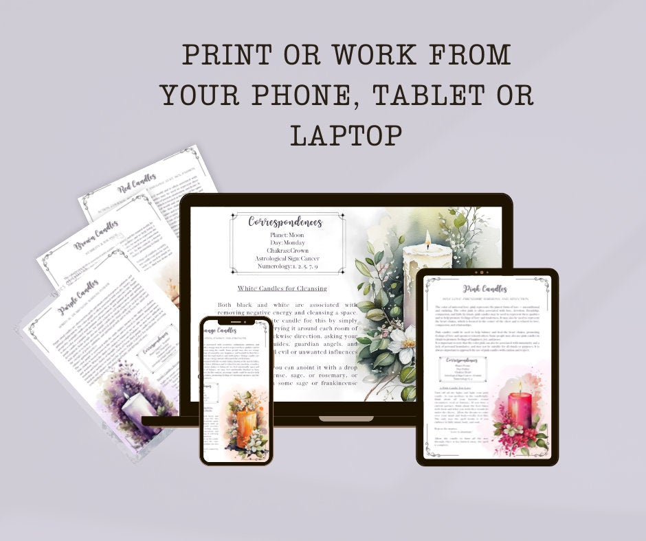 CANDLE MAGIC. Beautiful pages for you Book Of Shadows. Instant download.