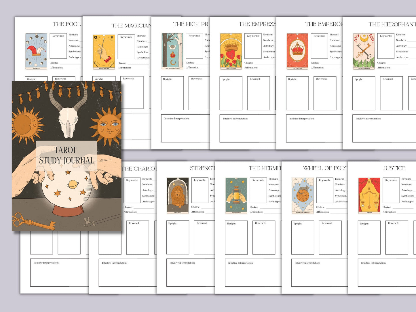 Tarot Study Pages | 78 pages for each card included! | DIY Tarot Notes | Tarot for Beginners, learn tarot | INSTANT DOWNLOAD pdf