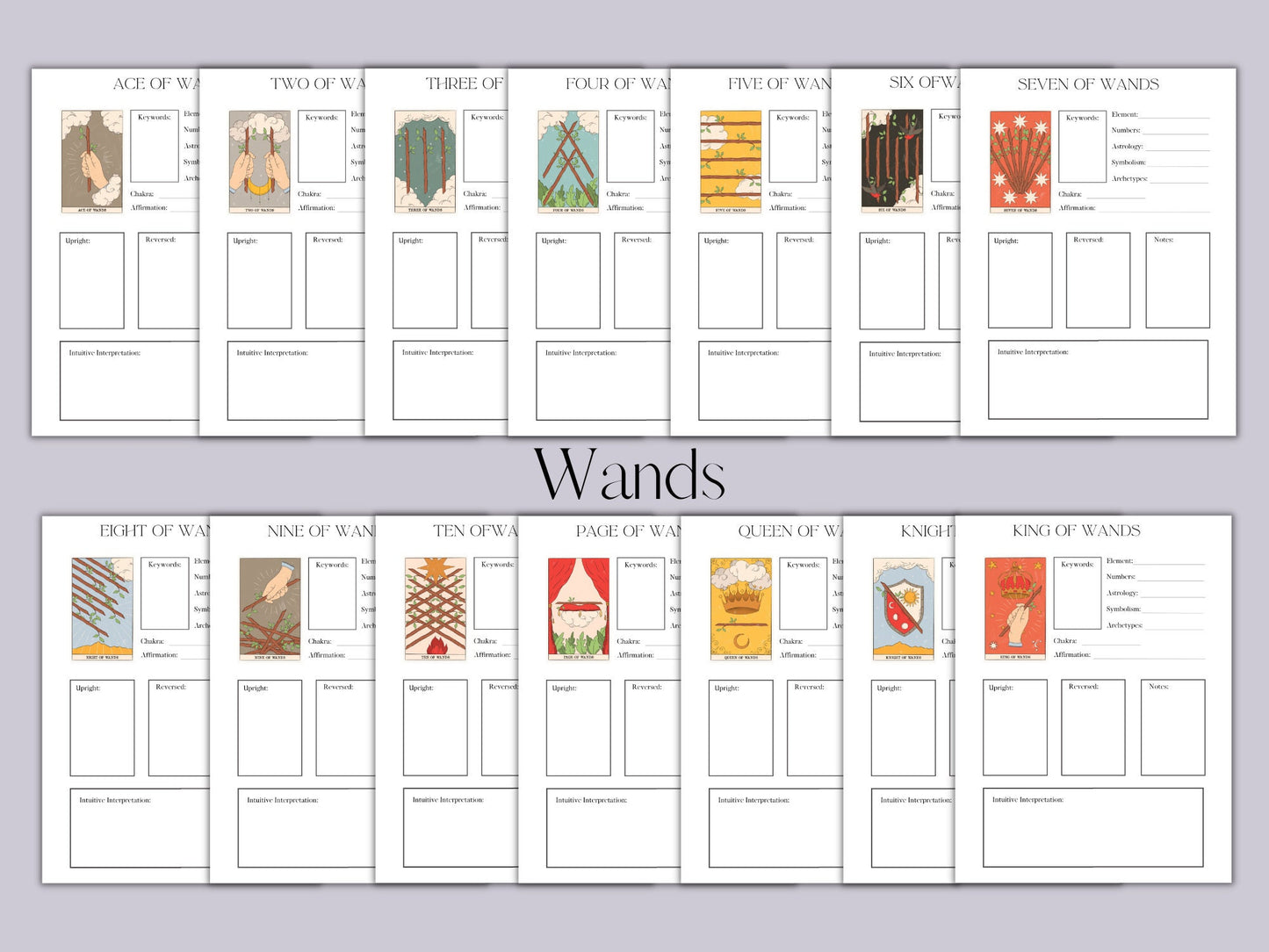 Tarot Study Pages | 78 pages for each card included! | DIY Tarot Notes | Tarot for Beginners, learn tarot | INSTANT DOWNLOAD pdf