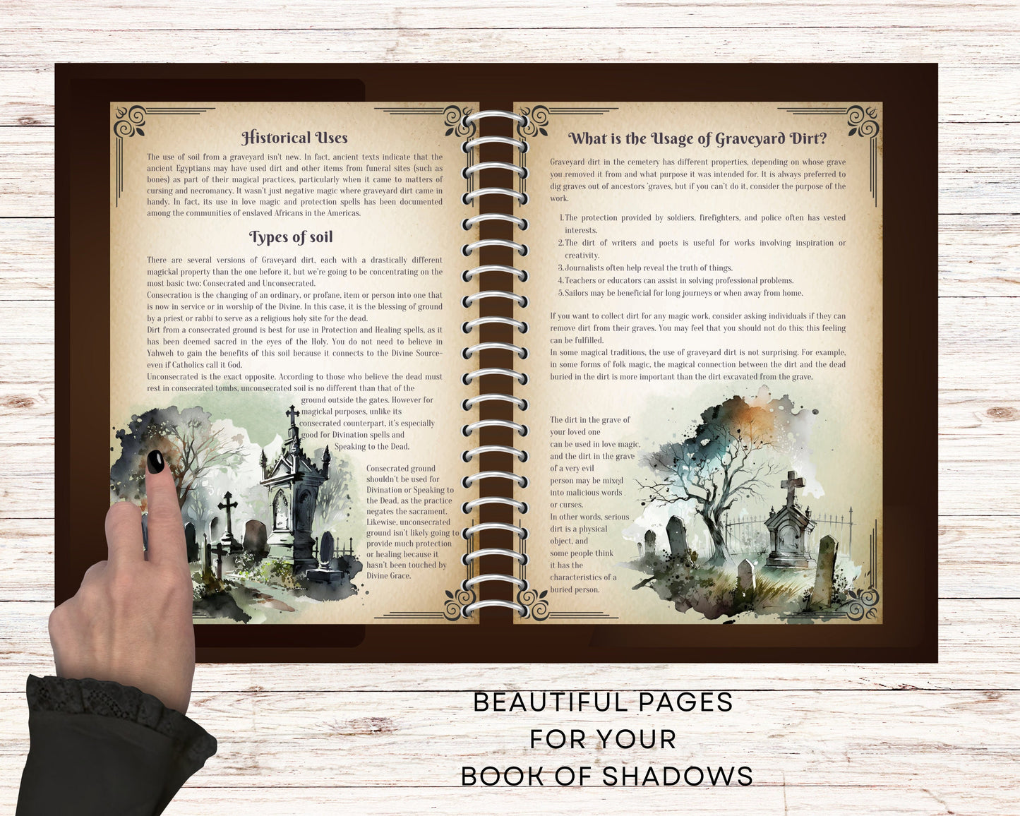 Graveyard magick: A Basic Witch's guide. Beautiful pages for your Book Of Shadows. Instant download.