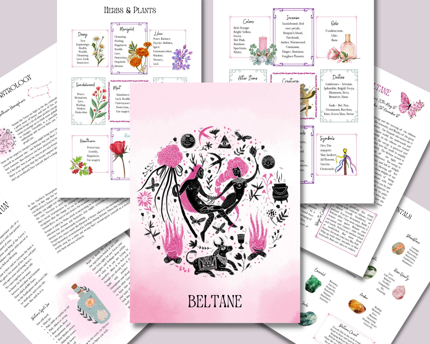 Beltane Sabbat Grimoire Printable Book of Shadows, Pagan Wheel of the Year, Witchcraft BOS Pages, Wicca Ritual