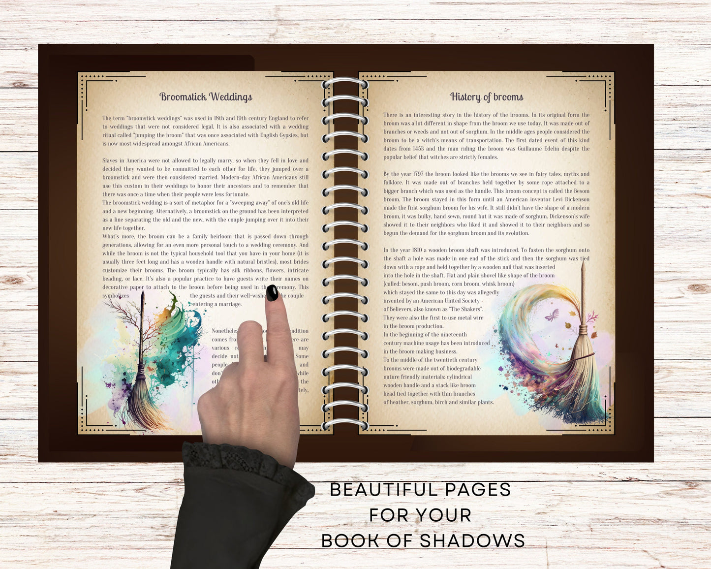 The Witch's Broom. Beautiful Pages for your Book Of Shadows. Instant download.