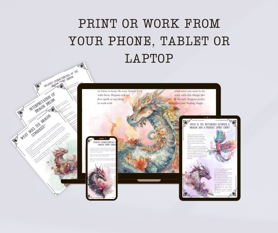 Dragon Magic. Beautiful pages for your Book Of Shadows. Instant download