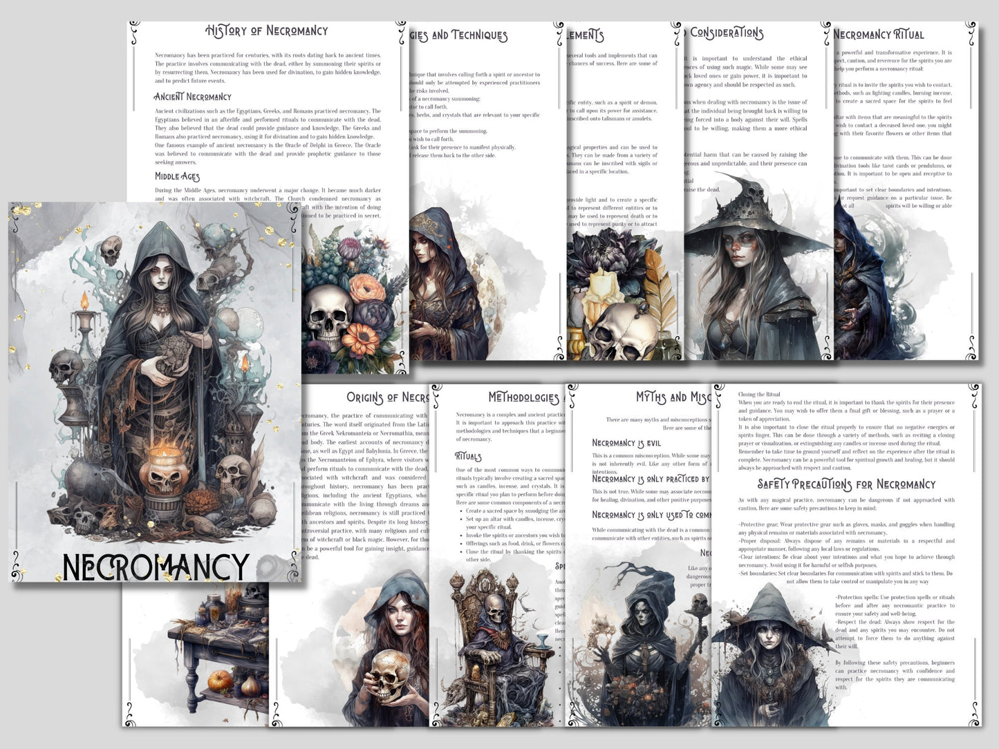 Necromancy for Beginners. Beautiful pages for your Book Of Shadows. Instant download