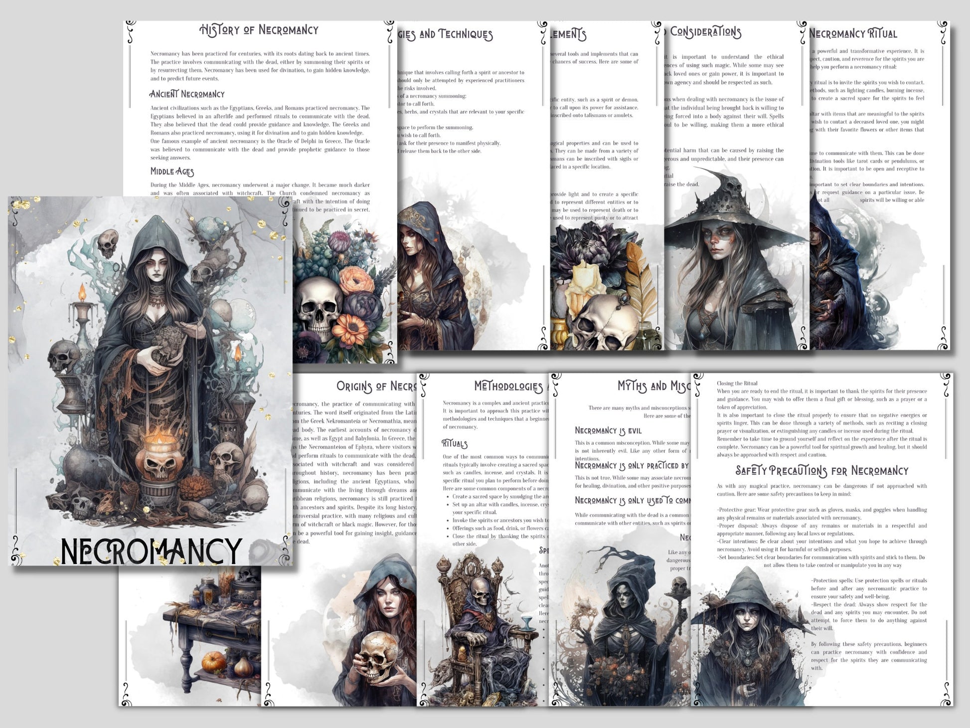 Necromancy for Beginners. Beautiful pages for your Book Of Shadows. Instant download